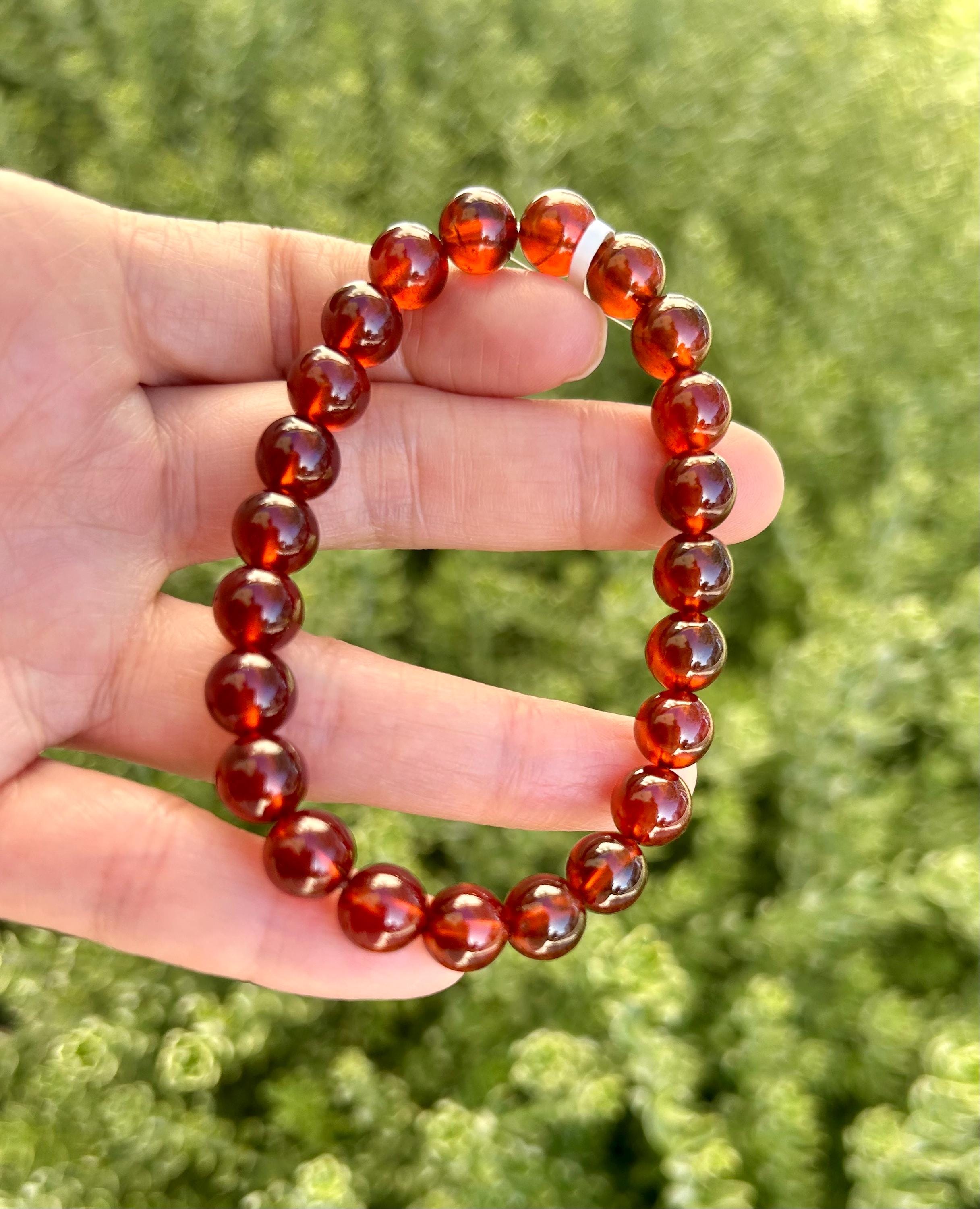 High Clarity Natural Garnet Beads Bracelet, 8.5mm beads stone beads bracelet, fits up to 16.5cm wrist (26-114）