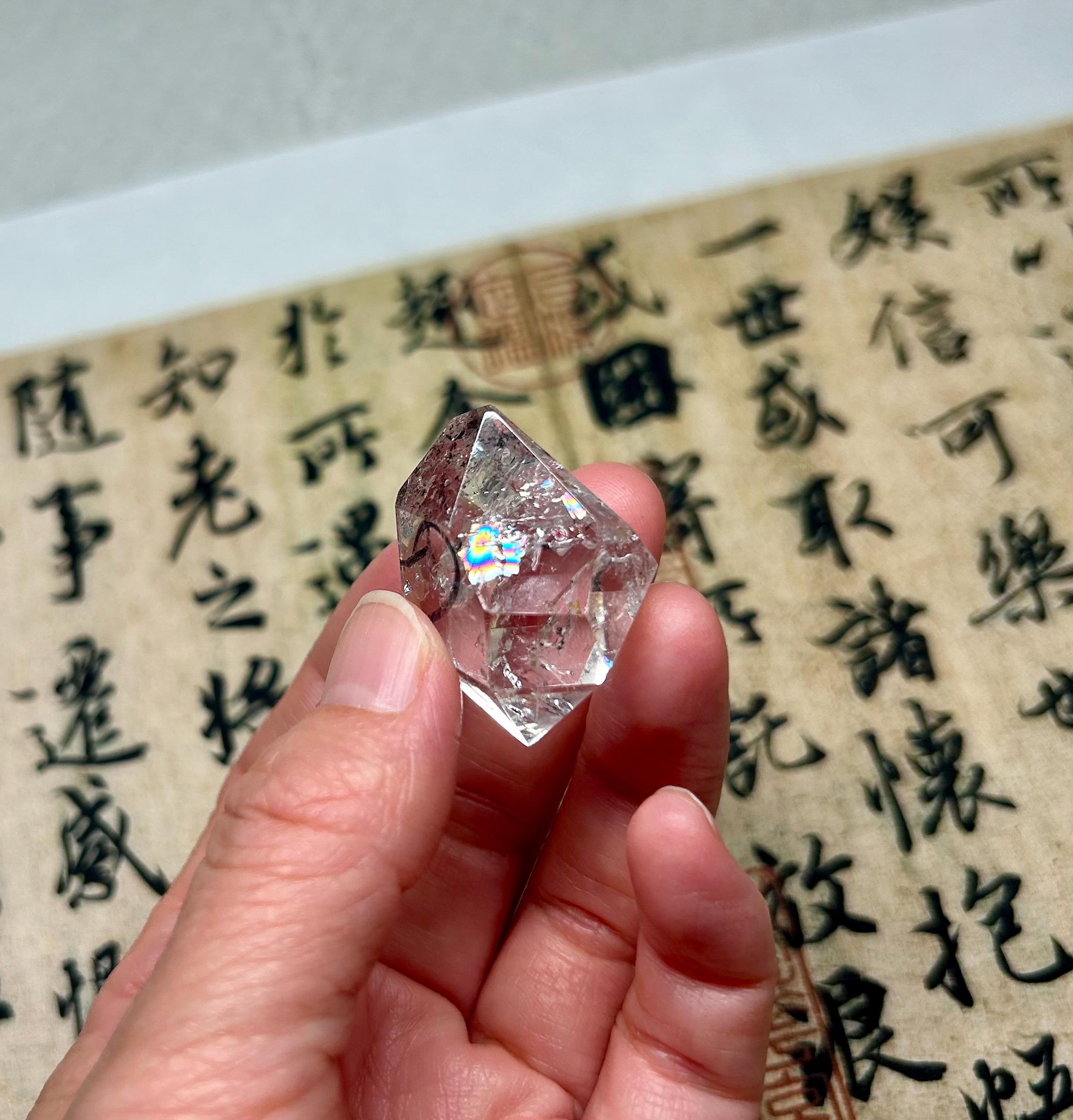 Healing Crystal, Large Double-Terminated Herkimer Diamond Enhydro Quartz with Moving Sand & Giant Bubble Inclusion(18.8g) (26-129)