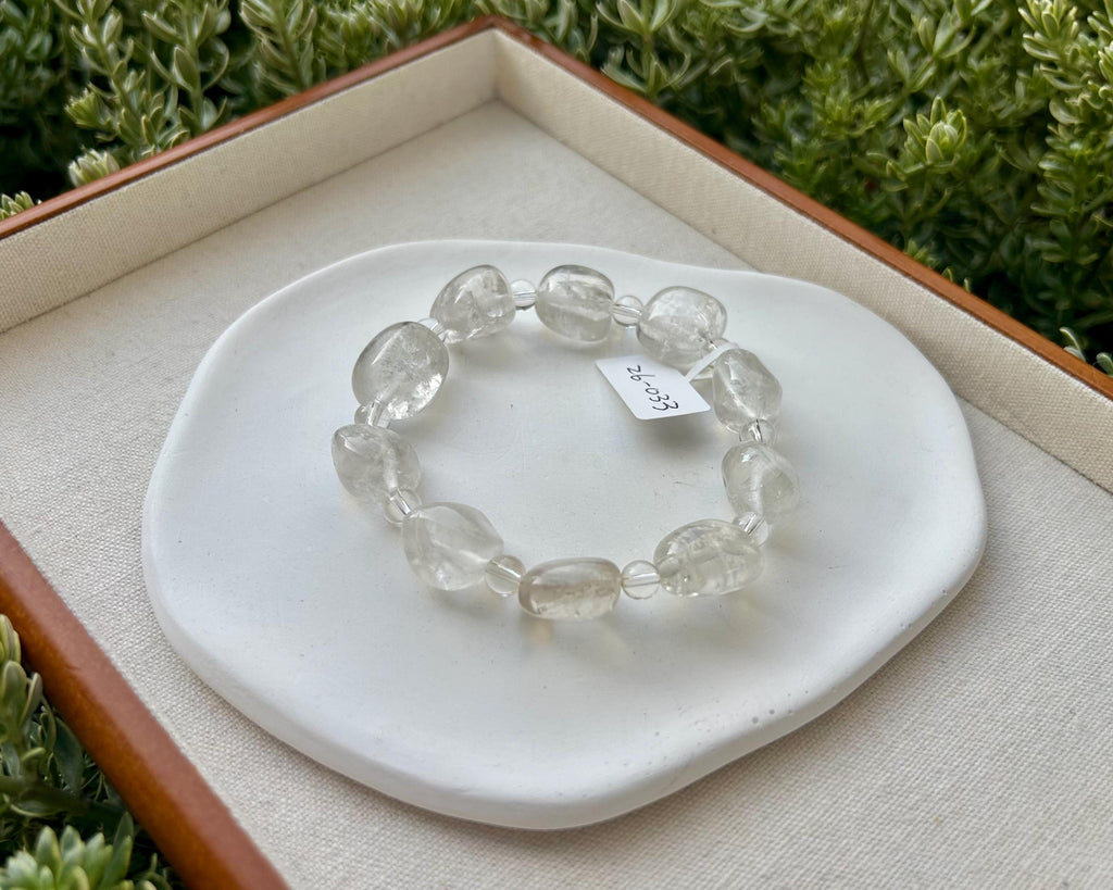 Clear Quartz Crystal Nugget Bracelet - Natural Stone Jewelry, fits up to 17.5cm wrist (26-033)