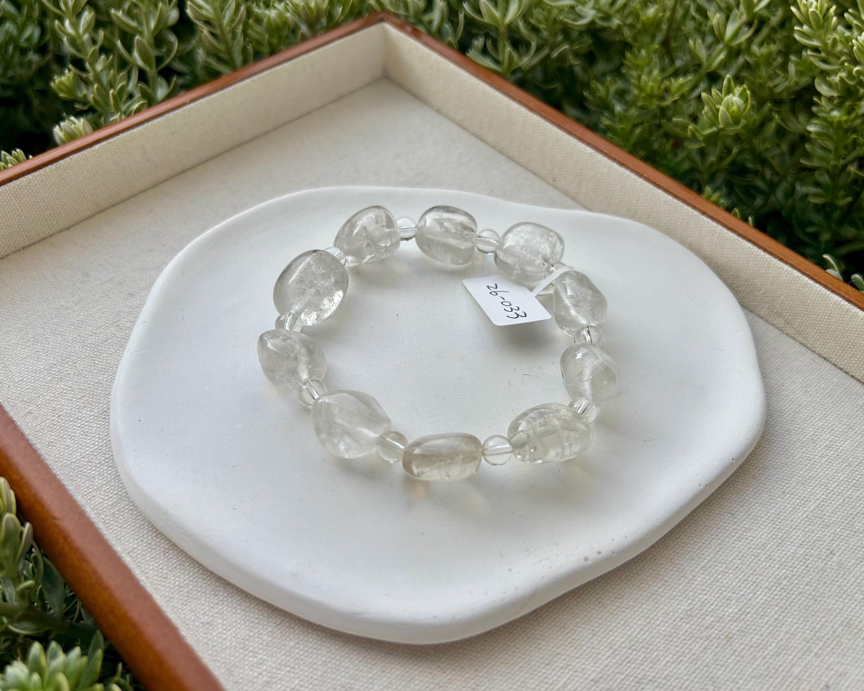Clear Quartz Crystal Nugget Bracelet - Natural Stone Jewelry, fits up to 17.5cm wrist (26-033)