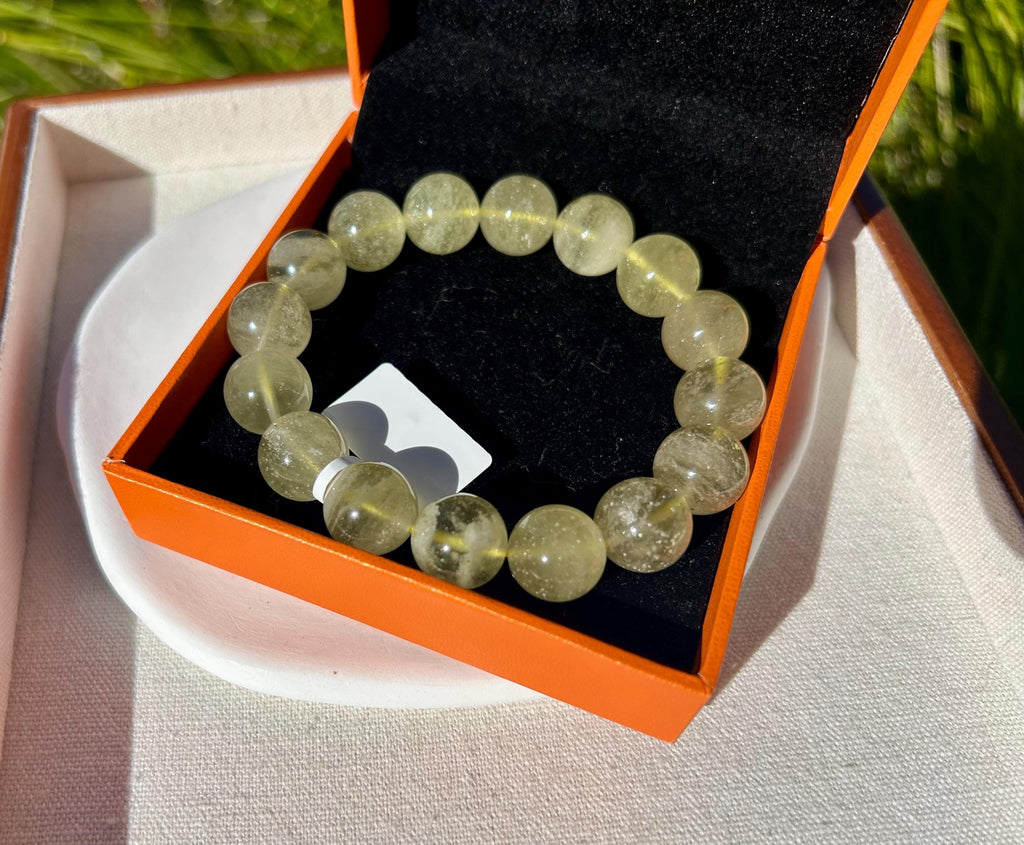 Gold Libyan Desert Glass square beads Bracelet: Tektite Beads, 13.5mm+ beads, Fits up to 17.5cm wrist (GH-46)