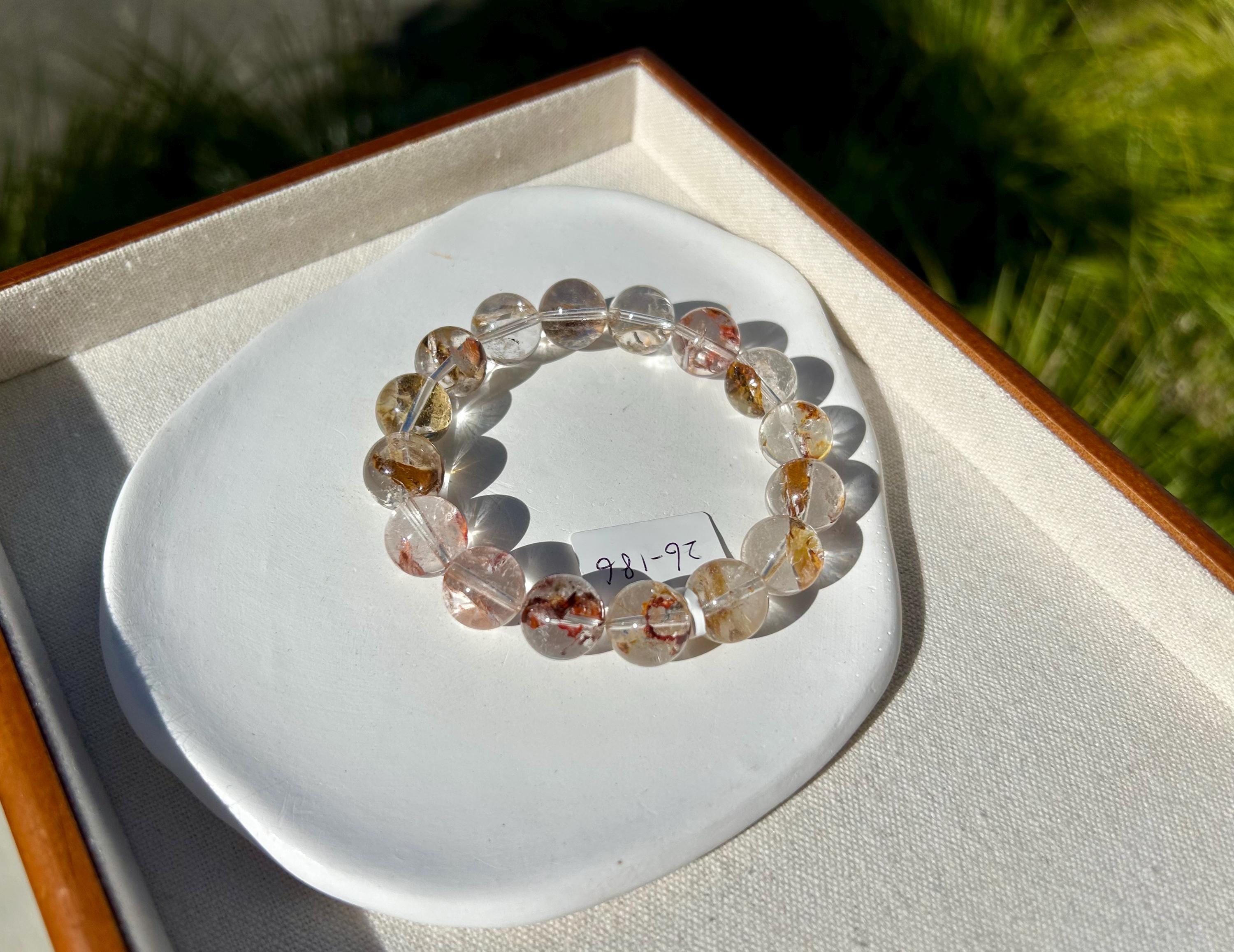 Healing Crystal, Herkimer Diamond Crystal Bracelet: High Frequency Healing Gemstone, 13mm beads, Fits up to 17cm wrist,  (26-186)