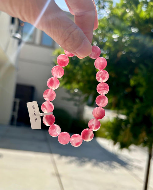 Chunky Rhodonite Gem Genuine Bracelet, Natural Icy Rhodonite Bracelet, Fits up to 17cm wrist  (25-012)