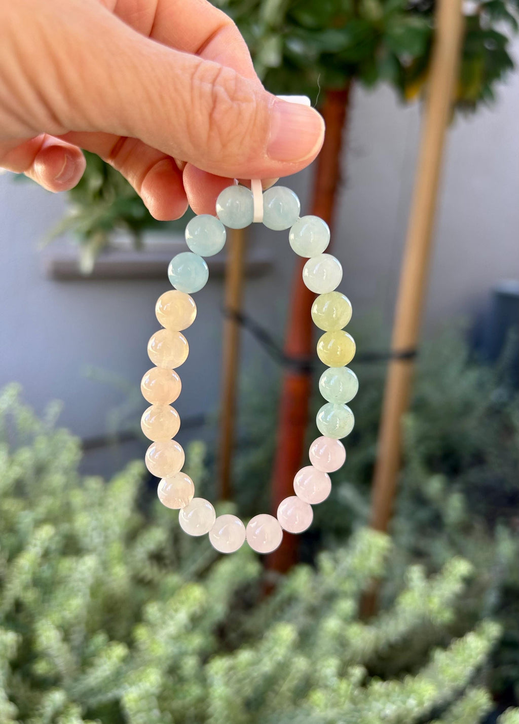 Natural morganite bead stretchy Bracelet, Genuine Morganite Crystal bracelet (26-080)