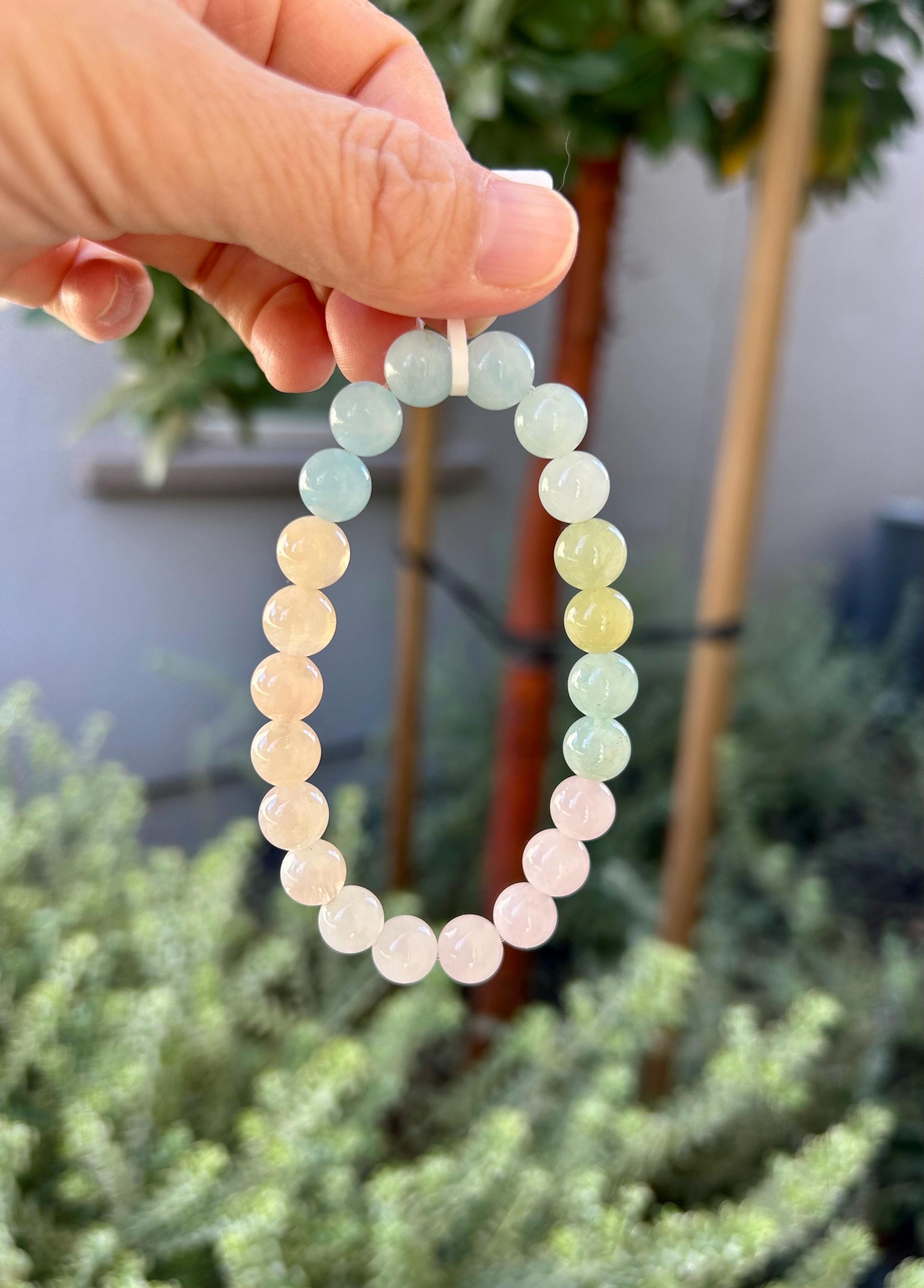 Natural morganite bead stretchy Bracelet, Genuine Morganite Crystal bracelet (26-080)