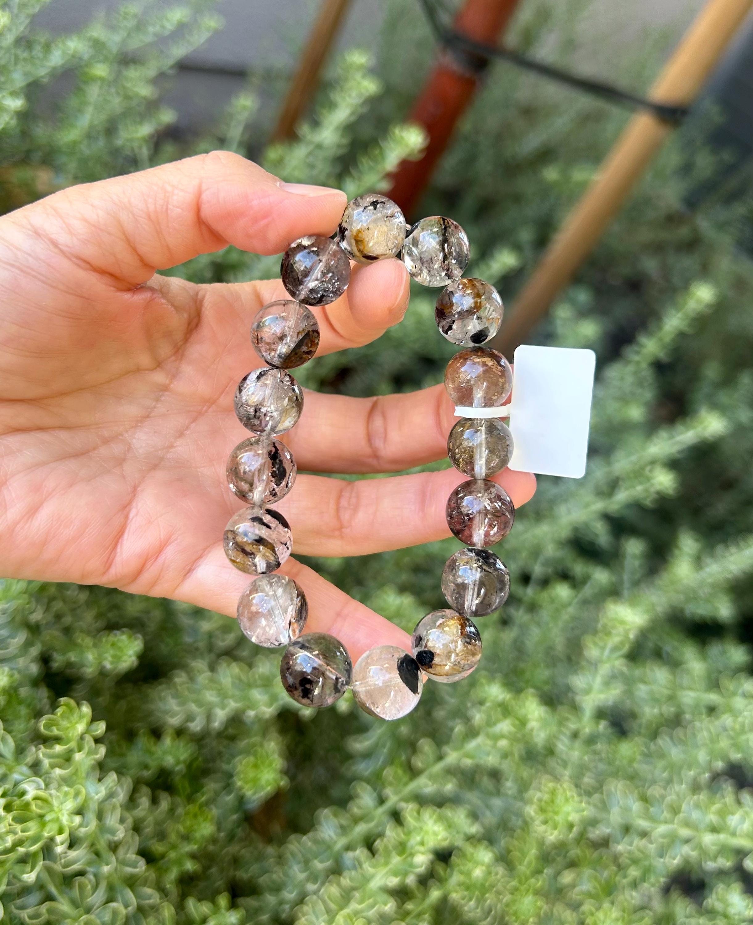 Healing Crystal, Herkimer Diamond Crystal beads Bracelet, Raw Golden Clay Quartz, 13mm beads, fits up to 17cm wrist (26-136)