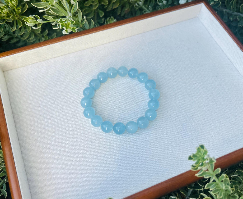 High quality Natural Chunky Aquamarine Quartz beads bracelet, High Quality Gem Aquamarine Chunky Bracelet for Stress Relief (25-039)