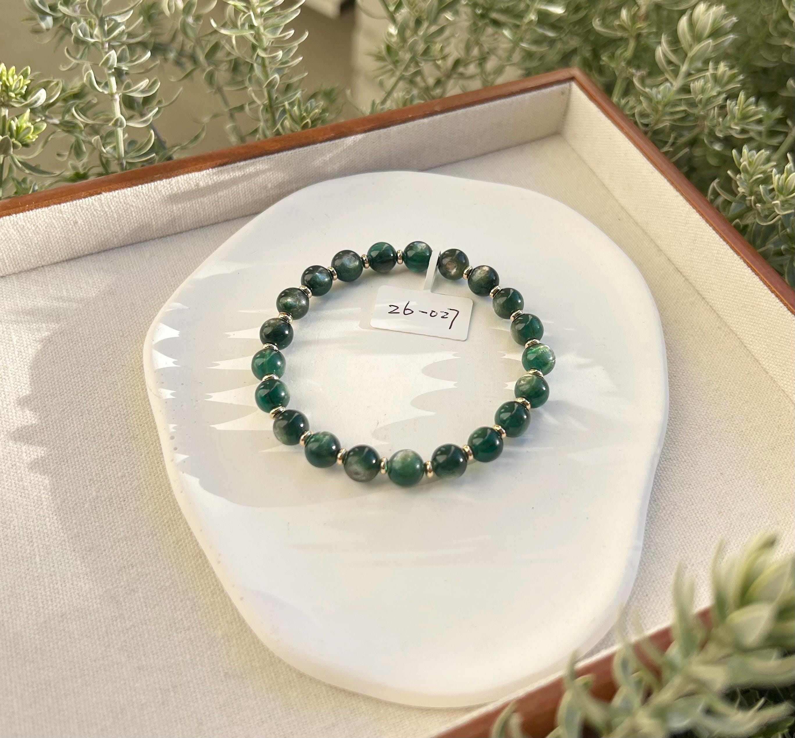 Green Lepidolite Gemstone Bracelet: Healing Stone Jewelry, 8mm Beads, fits up to 17.5cm wrist（26-027)