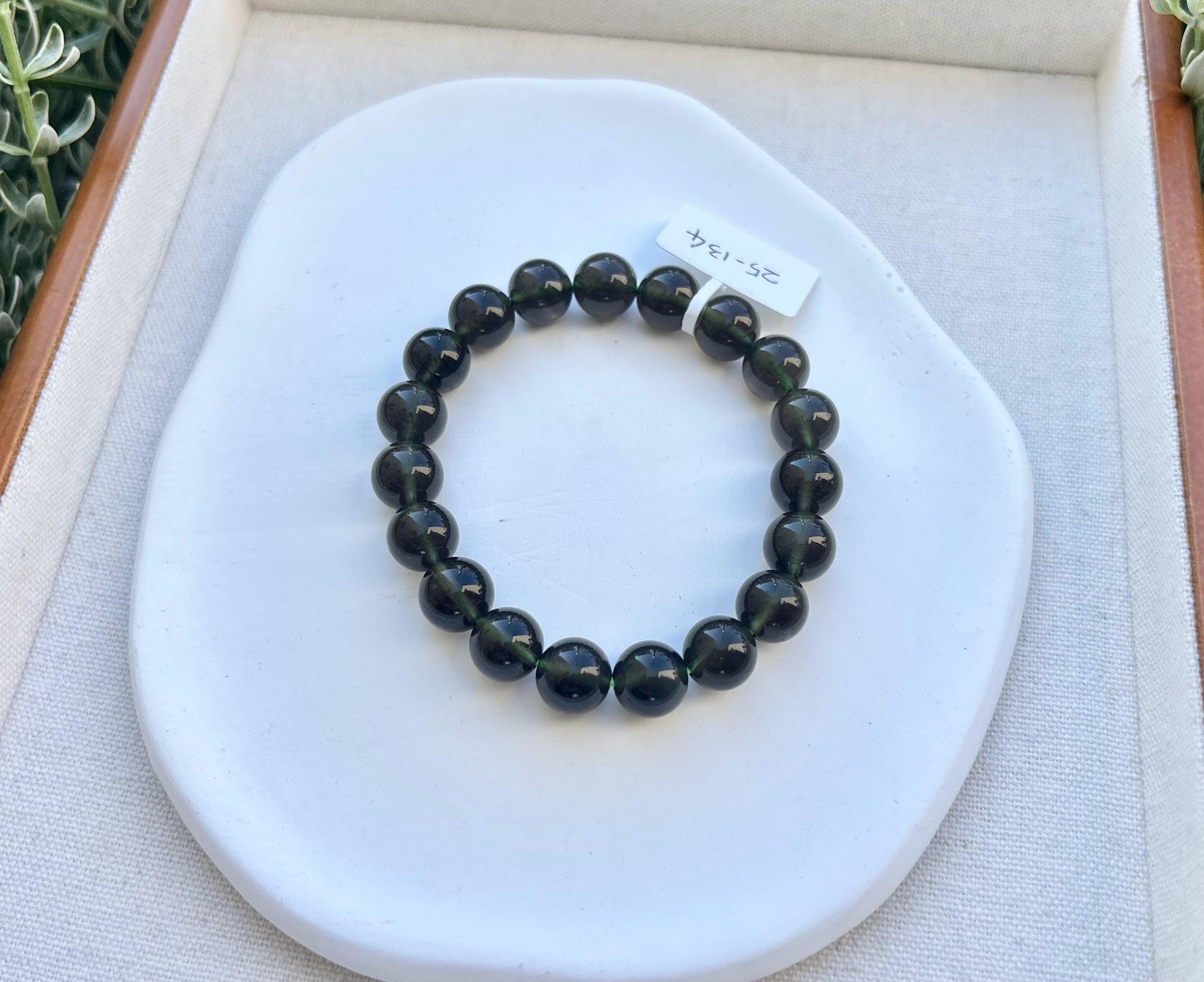 Natural Cintamani Saffordite Tektite Beads Stretchy Bracelet, Wishing Stone, 10mm Beads, Fits up to 16cm (25-134)