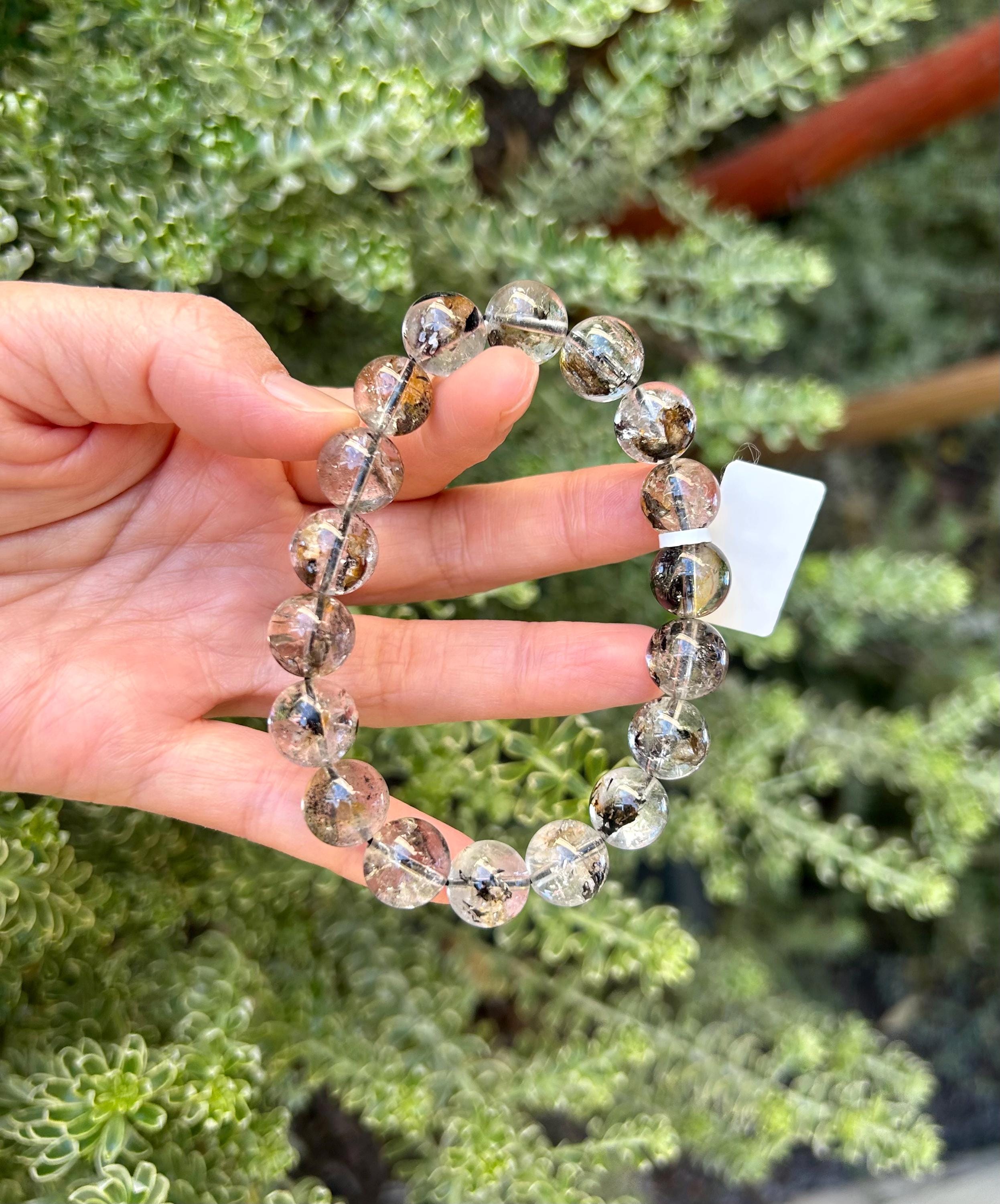 Healing Crystal, Herkimer Diamond Crystal beads Bracelet, Raw Golden Clay Quartz, 11.5mm beads, fits up to 17cm wrist (26-086)