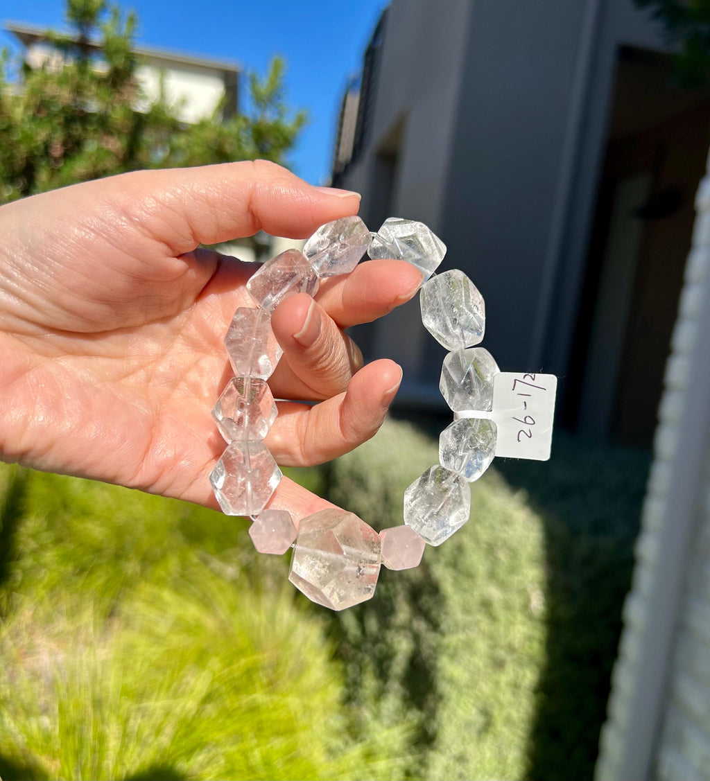 Clear Quartz Crystal Nugget Bracelet, fits up to 16cm wrist (26-172)