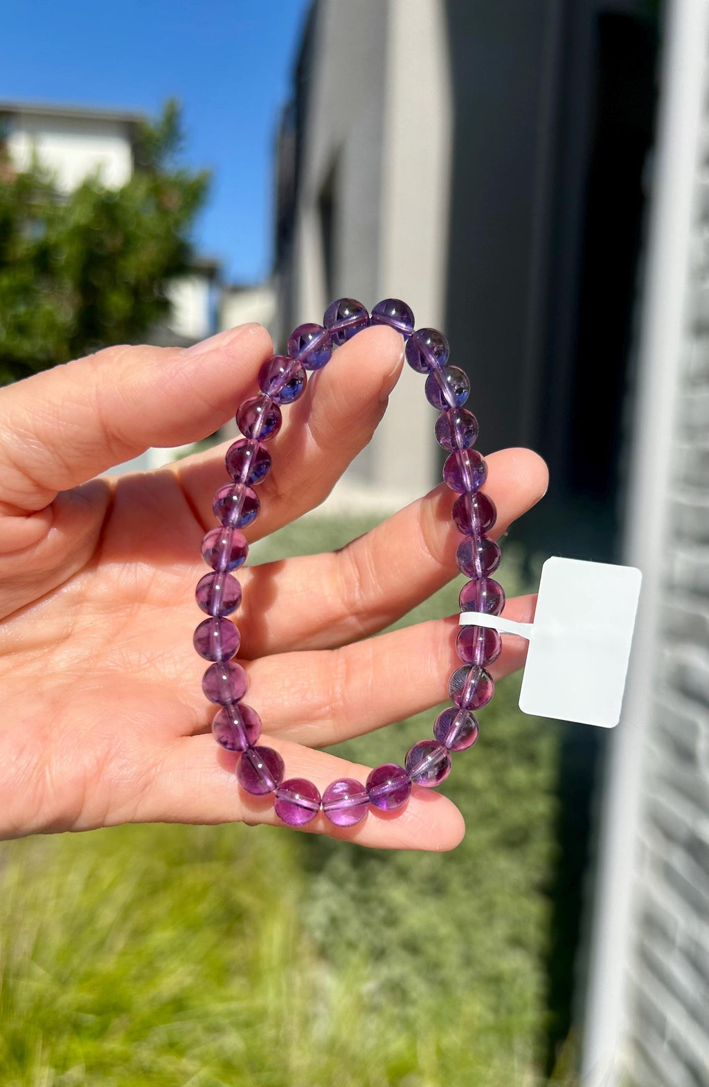 Premium select super clean Amethyst Nugget cut Bead Bracelet: Crystal Gemstone Jewelry, fits up to 16.5cm wrist (26-138)