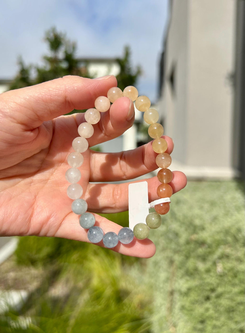 High quality ice cream color Rabbit Hair Quartz beads bracelet 7.8mm beads, fits up to 15cm wrist (26-193)