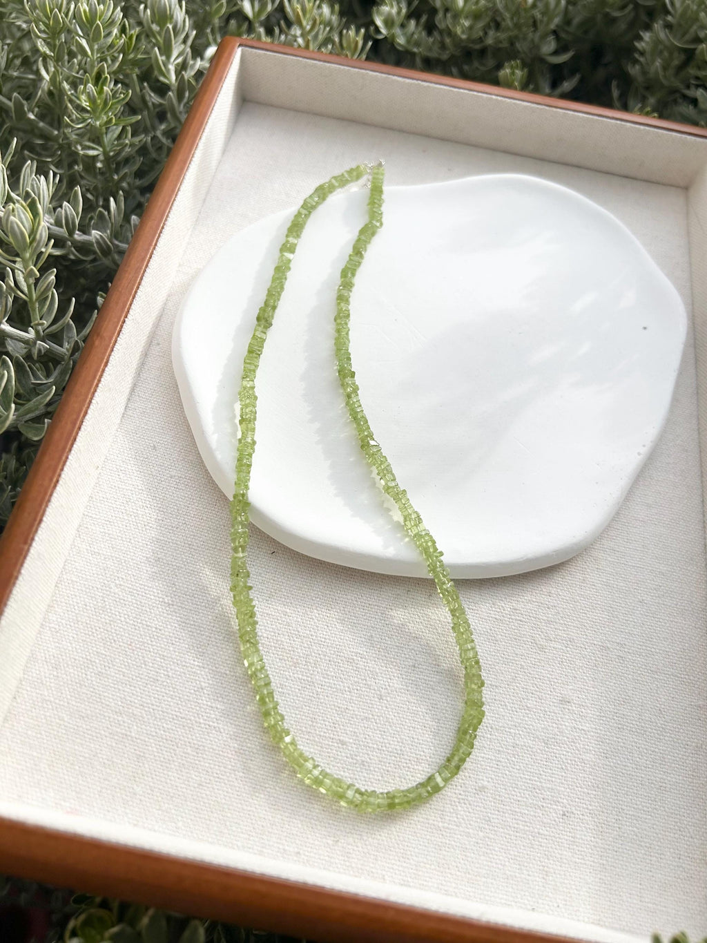 Peridot Necklace with S925 sterling silver accessories - Handmade Jewelry, 42cm long with extra 2cm extension, Gift for Her (26-049)