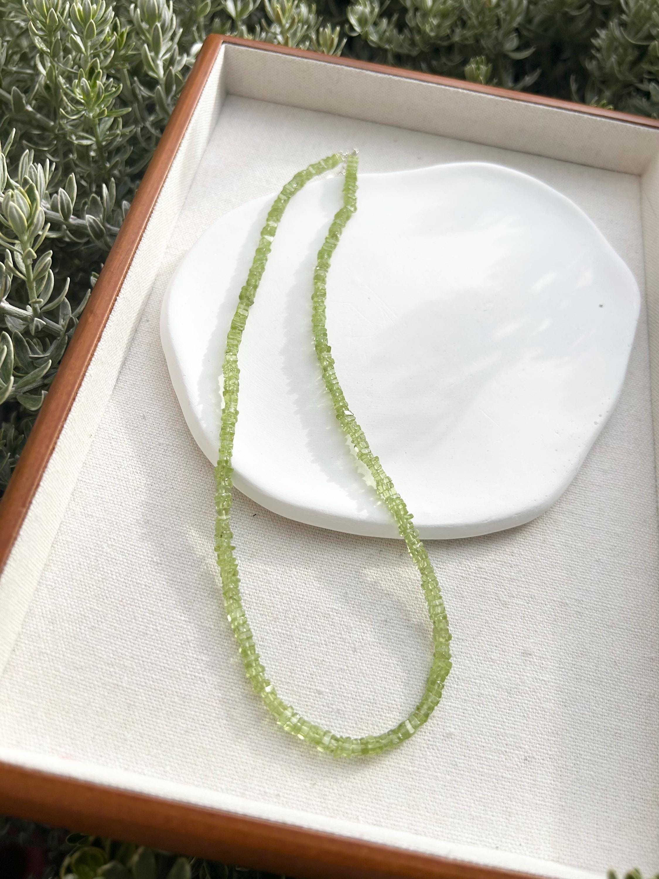 Peridot Necklace with S925 sterling silver accessories - Handmade Jewelry, 42cm long with extra 2cm extension, Gift for Her (26-049)
