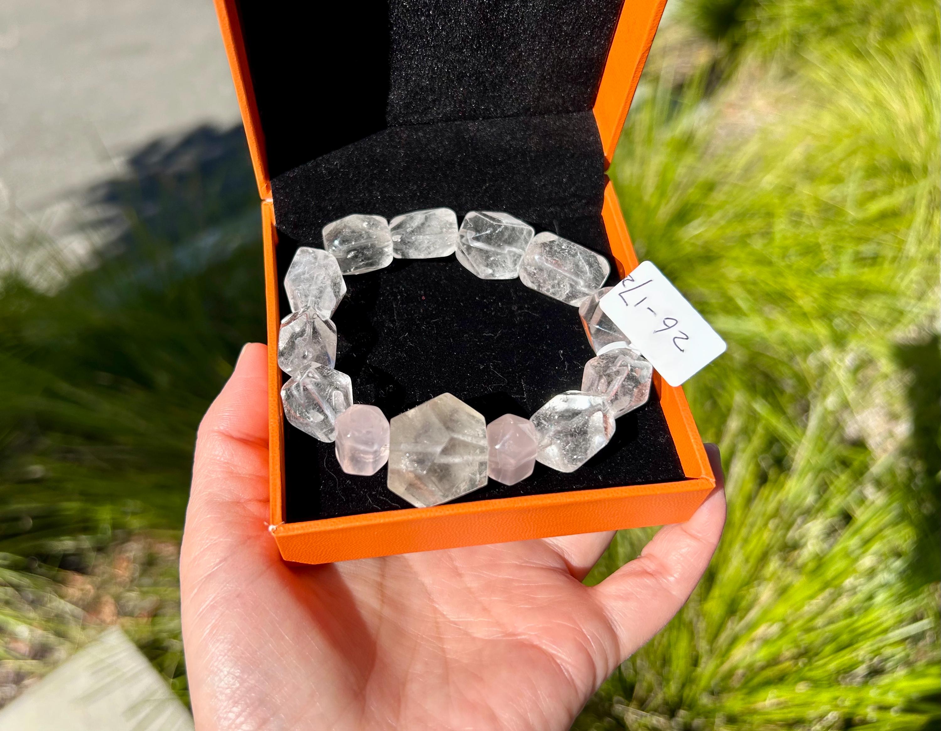 Clear Quartz Crystal Nugget Bracelet, fits up to 16cm wrist (26-172)