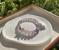 Clear Natural amethyst beads bracelet, Amethyst Crystal Stretchy Bracelet, Genuine Crystal (26-063)