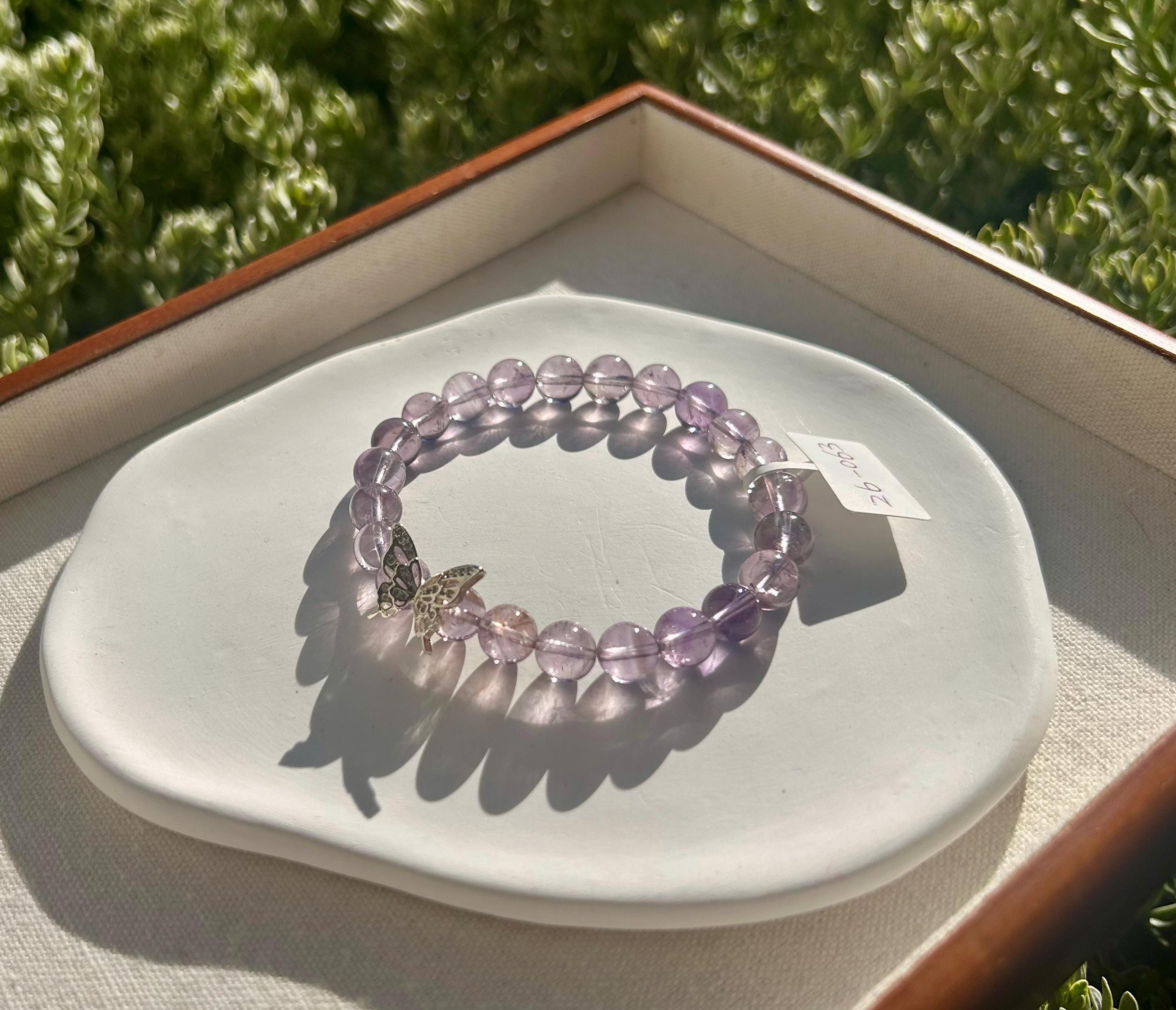 Clear Natural amethyst beads bracelet, Amethyst Crystal Stretchy Bracelet, Genuine Crystal (26-063)