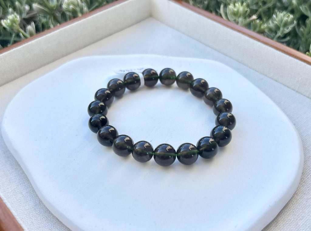Natural Cintamani Saffordite Tektite Beads Stretchy Bracelet, Wishing Stone, 10mm Beads, Fits up to 16cm (25-134)
