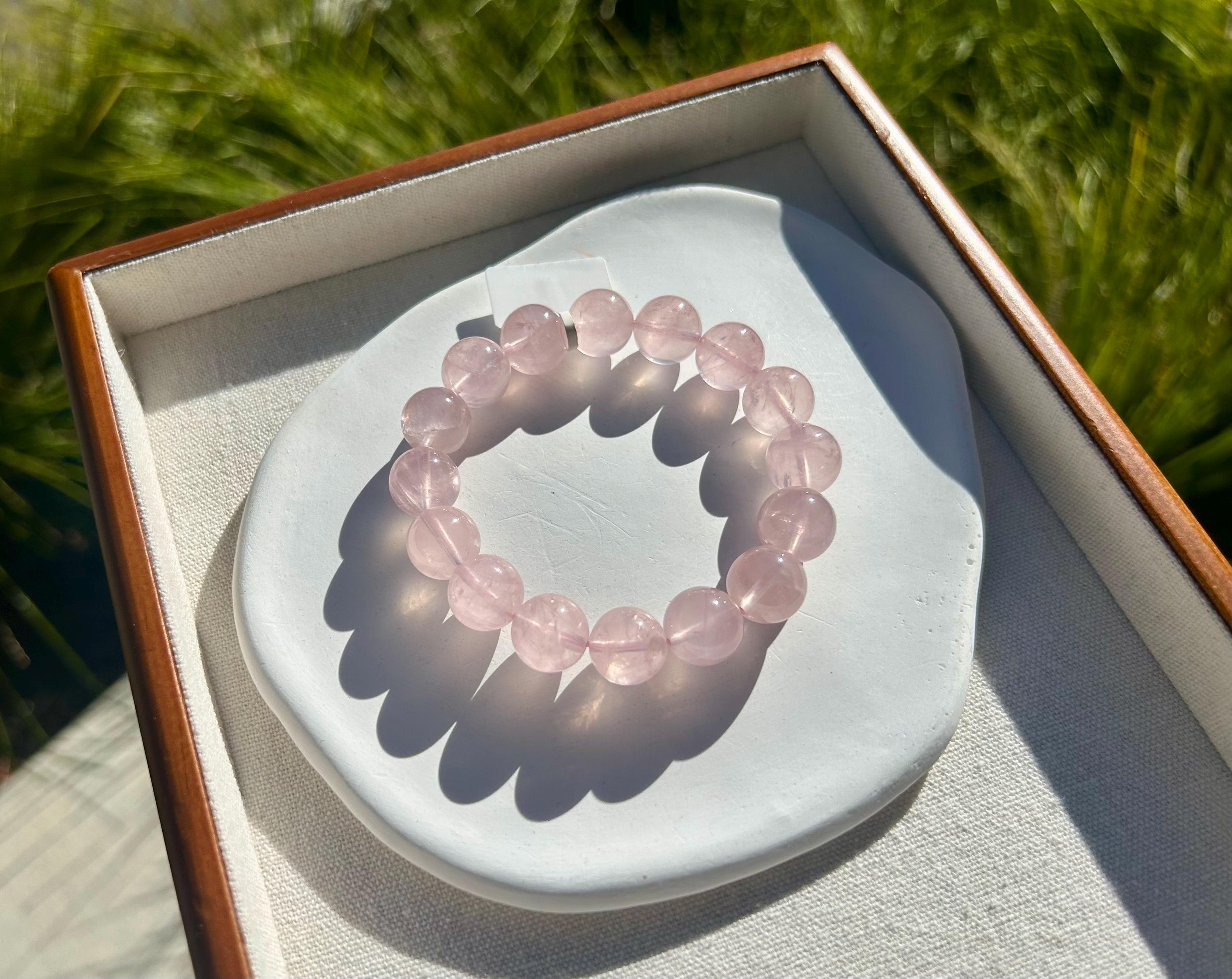 Chunky Rose Quartz Beaded Bracelet - 13mm+ Crystal Beads, fits up to 16.8mm wrist (26-185)