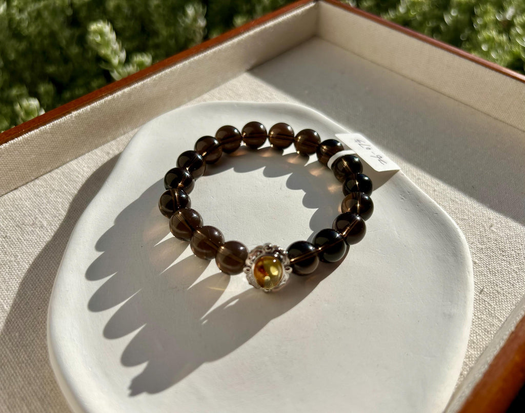 High Quality Natural Smoky Quartz Crystal Bracelet, good healing and protective stone bracelet, Fits up to 16.5cm wrist (26-075)