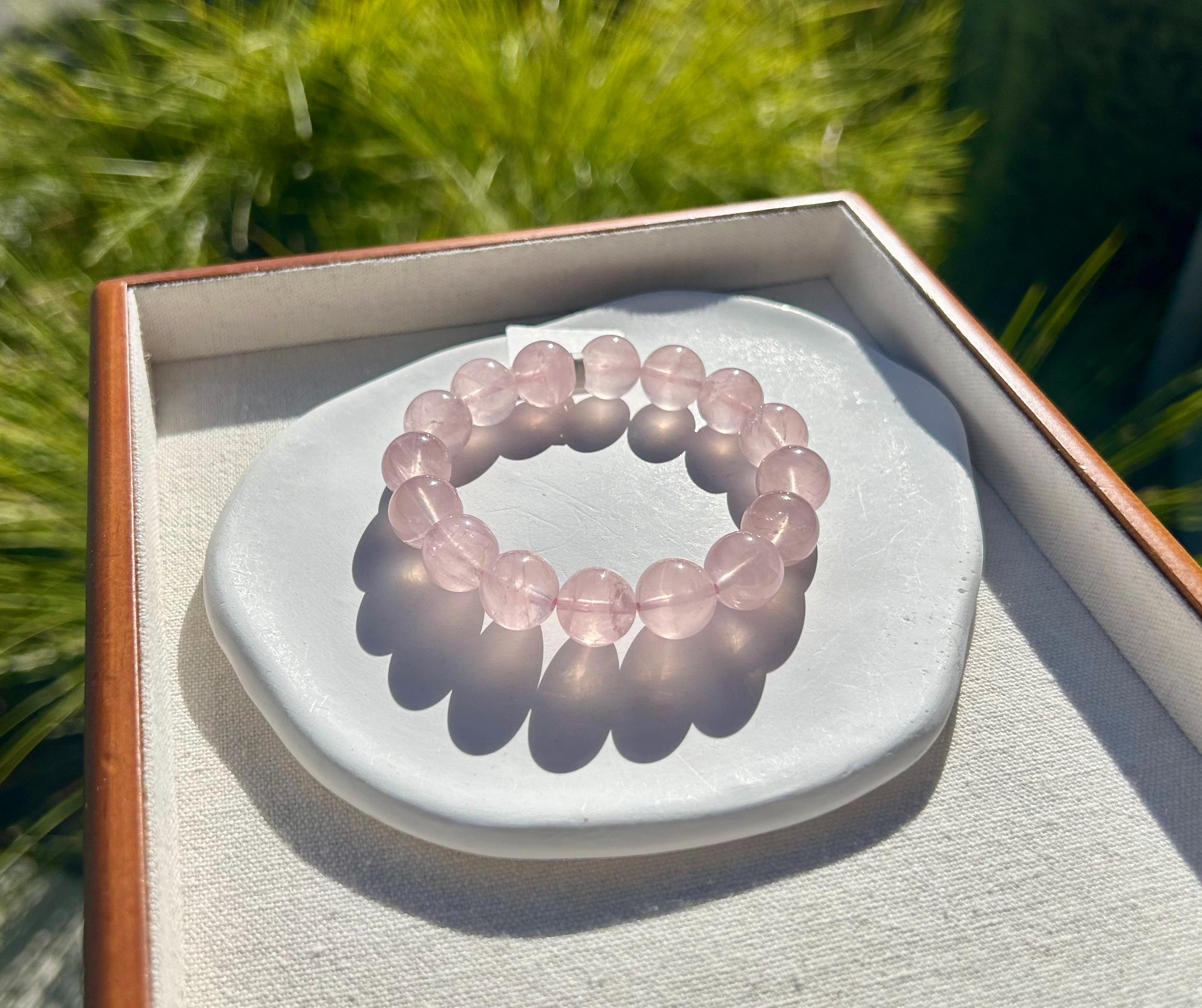 Chunky Rose Quartz Beaded Bracelet - 13mm+ Crystal Beads, fits up to 16.8mm wrist (26-185)