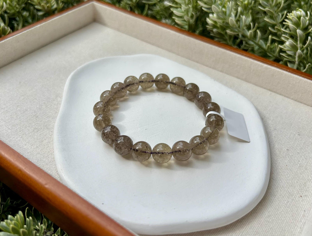 Healing Crystal, High Quality Chunky Libyan Desert Glass Bracelet, Purple Gray Tektite, 11mm+, Fits up to 17cm wrist (26-034)