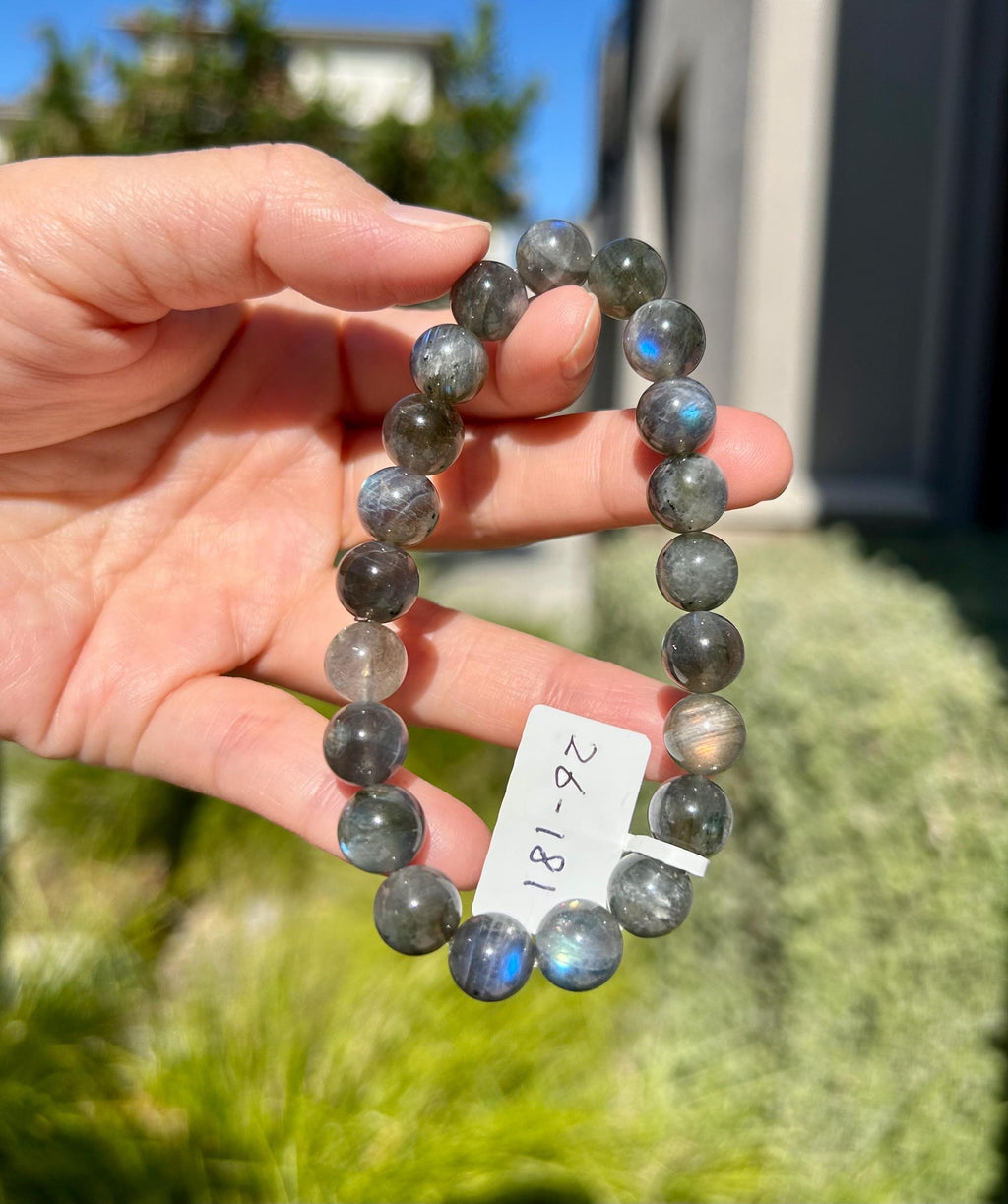 High Quality Nature Labradorite Crystal Stretchy Beads Bracelet, Genuine Crystal Labradorite, first to 17cm wrist (26-181）