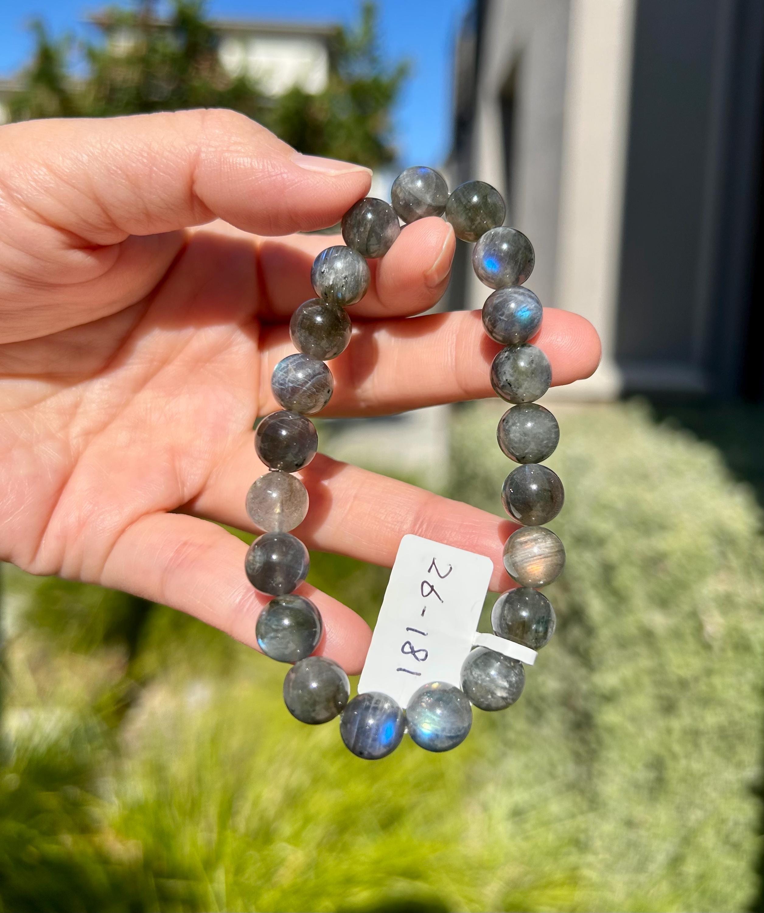 High Quality Nature Labradorite Crystal Stretchy Beads Bracelet, Genuine Crystal Labradorite, first to 17cm wrist (26-181）