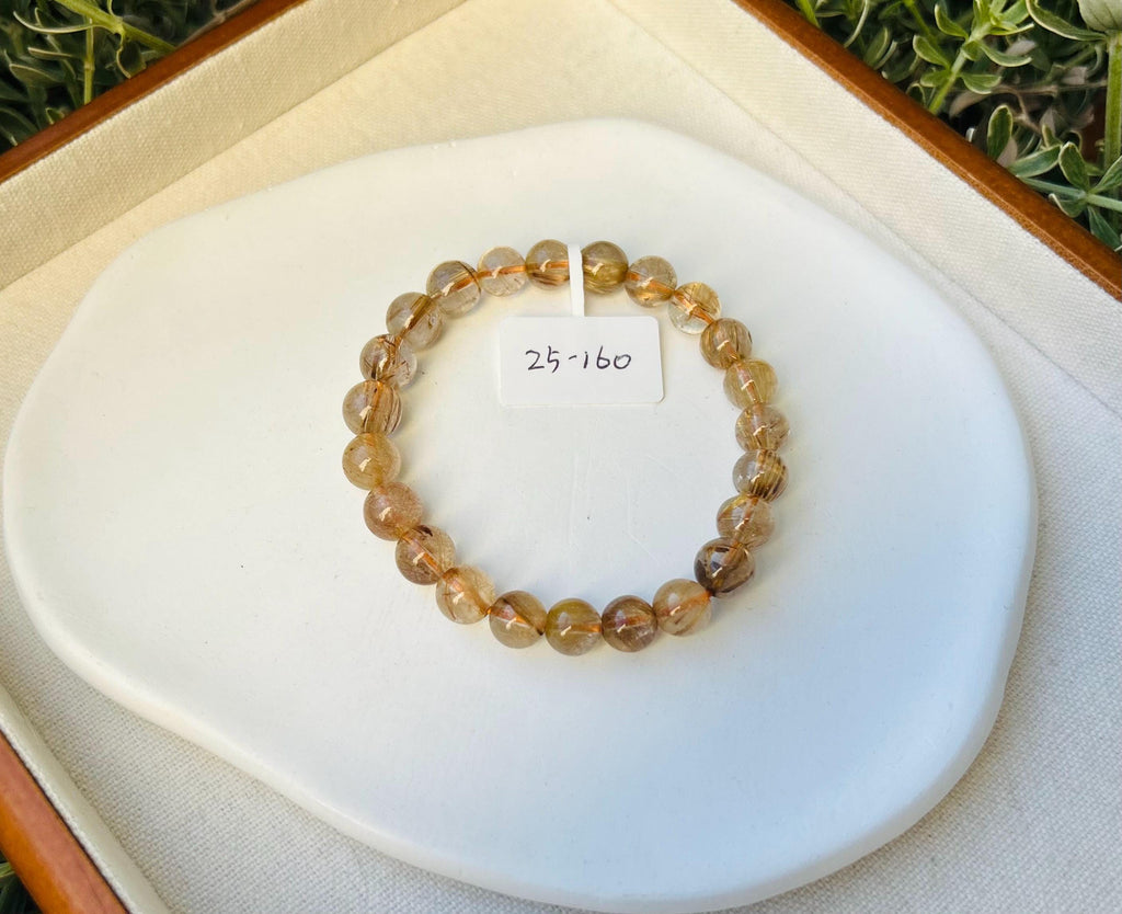 Good Quality Gold Rutile Bracelet, Natural Rutilated Quartz Bracelet, beads are 8mm+, Fits up to 16cm wrist (25-160)