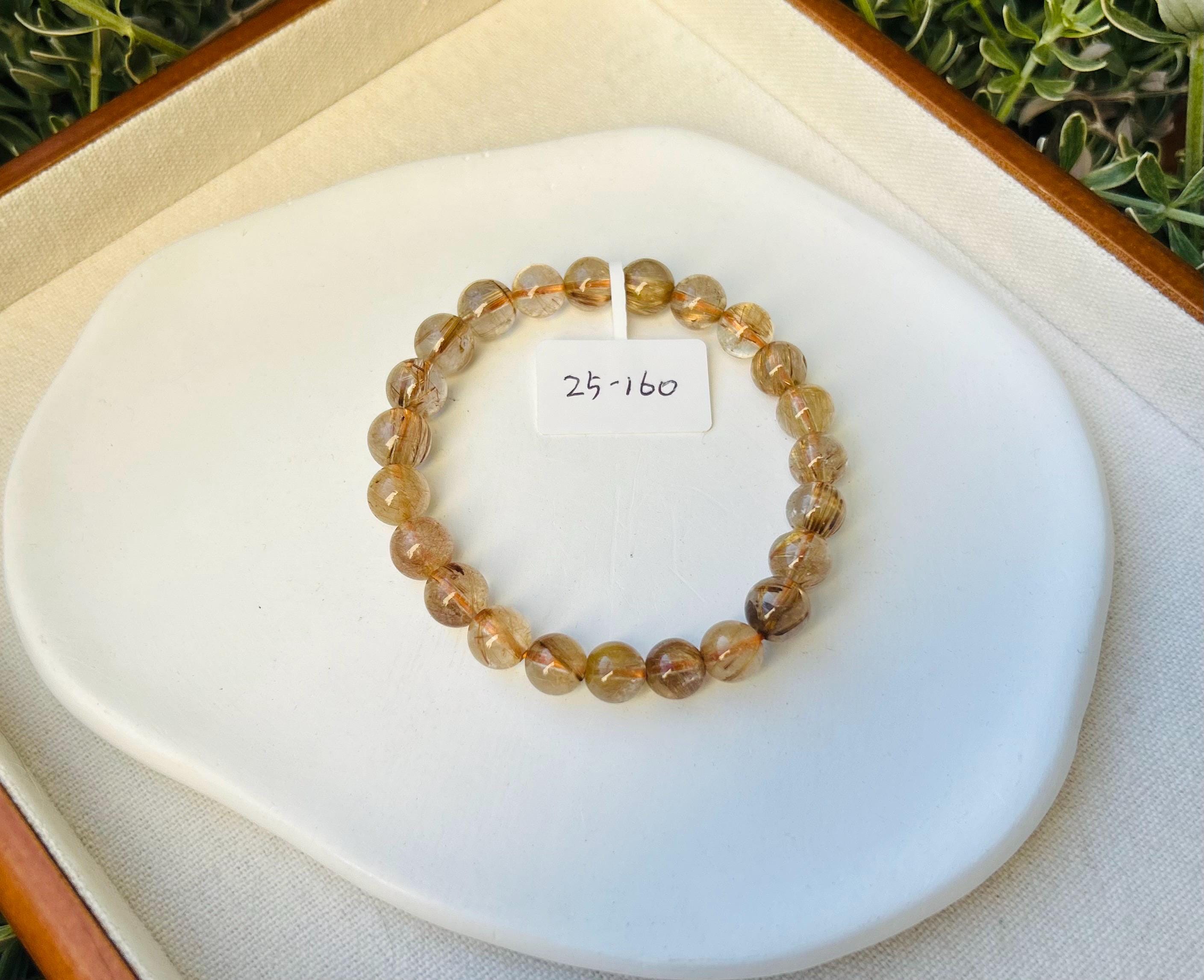 Good Quality Gold Rutile Bracelet, Natural Rutilated Quartz Bracelet, beads are 8mm+, Fits up to 16cm wrist (25-160)