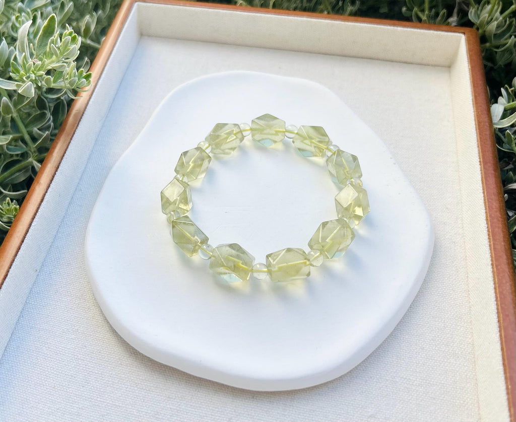 Healing Crystal, Libyan Desert Glass Bead Bracelet, Gold Tektite, Wealth & Prosperity, first to 18cm wrist (GH-017)