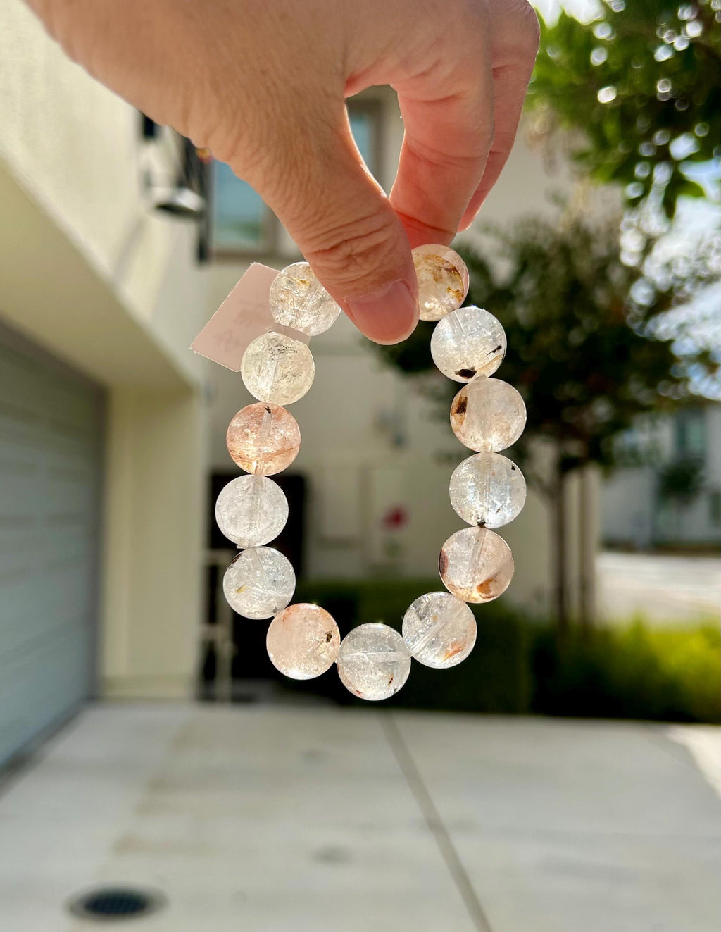 Healing Crystal, Herkimer Diamond Crystal beads Bracelet, Raw Golden Clay Quartz, 11.5mm beads, fits up to 17cm wrist (26-195)