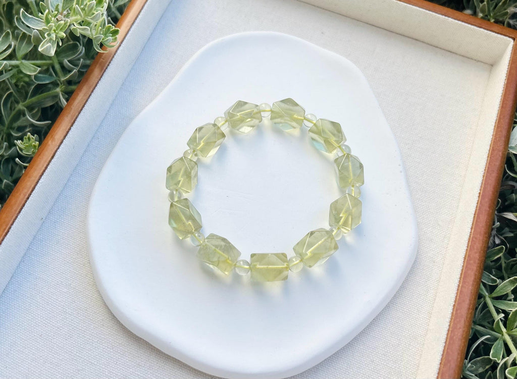 Healing Crystal, Libyan Desert Glass Bead Bracelet, Gold Tektite, Wealth & Prosperity, first to 18cm wrist (GH-017)