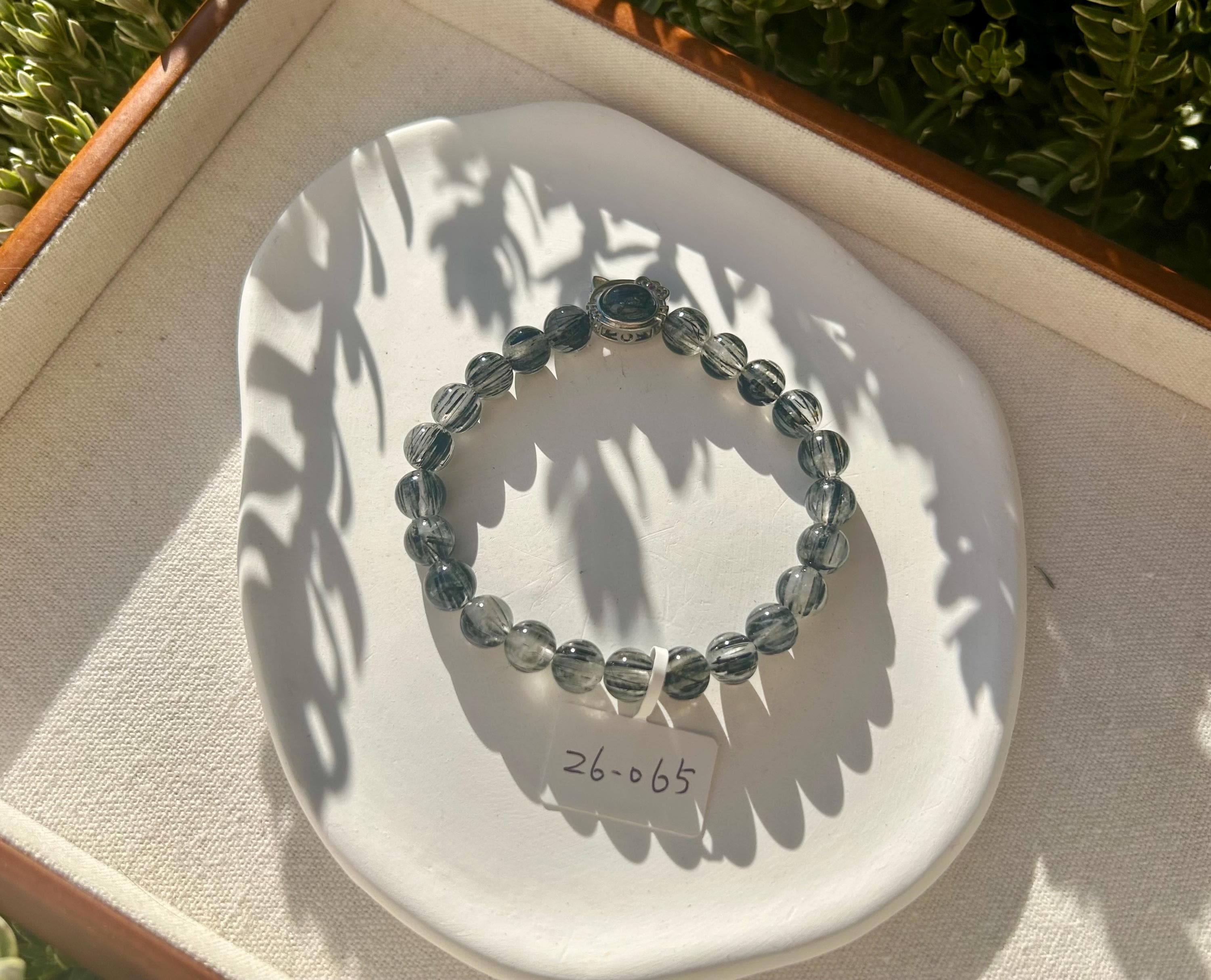 Stretchy Natural Black Rutile Quartz Bracelet, Genuine Crystal Bracelet, Fits up to 16.8cm wrist (26-065）