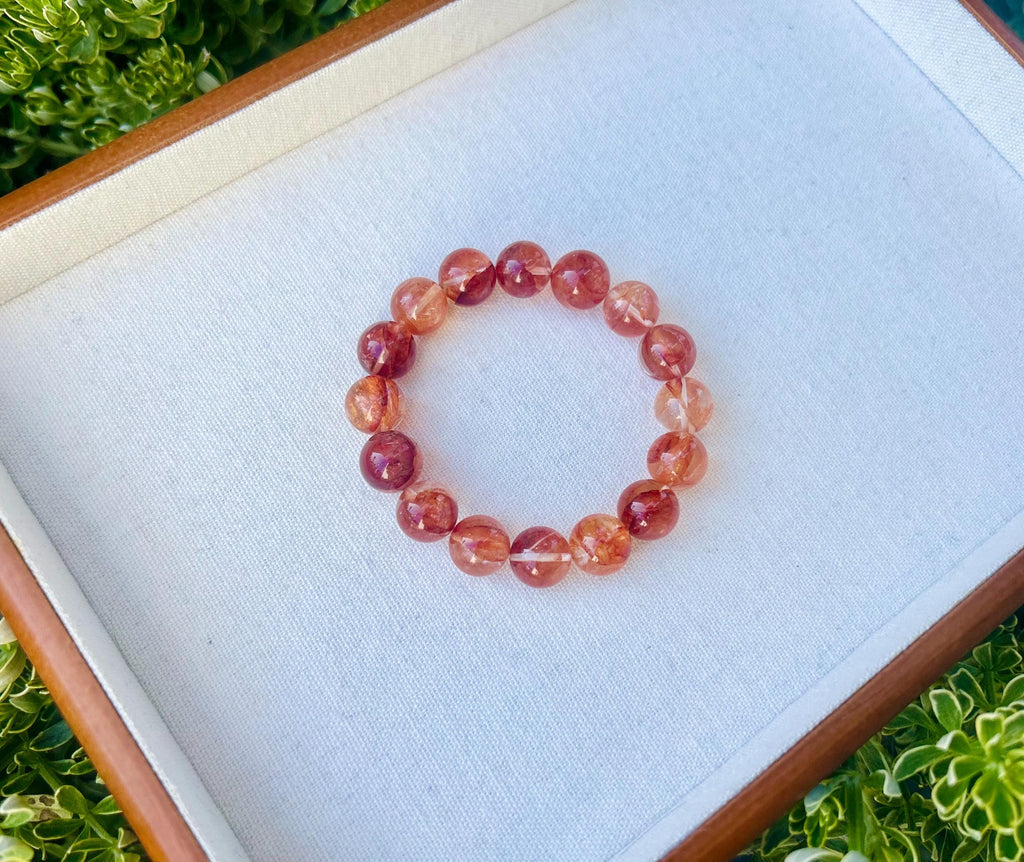 Chunky Red Hematite Quartz Bead Bracelet, Natural Crystal (12mm), Fits up to 16cm wrist (GH-007)