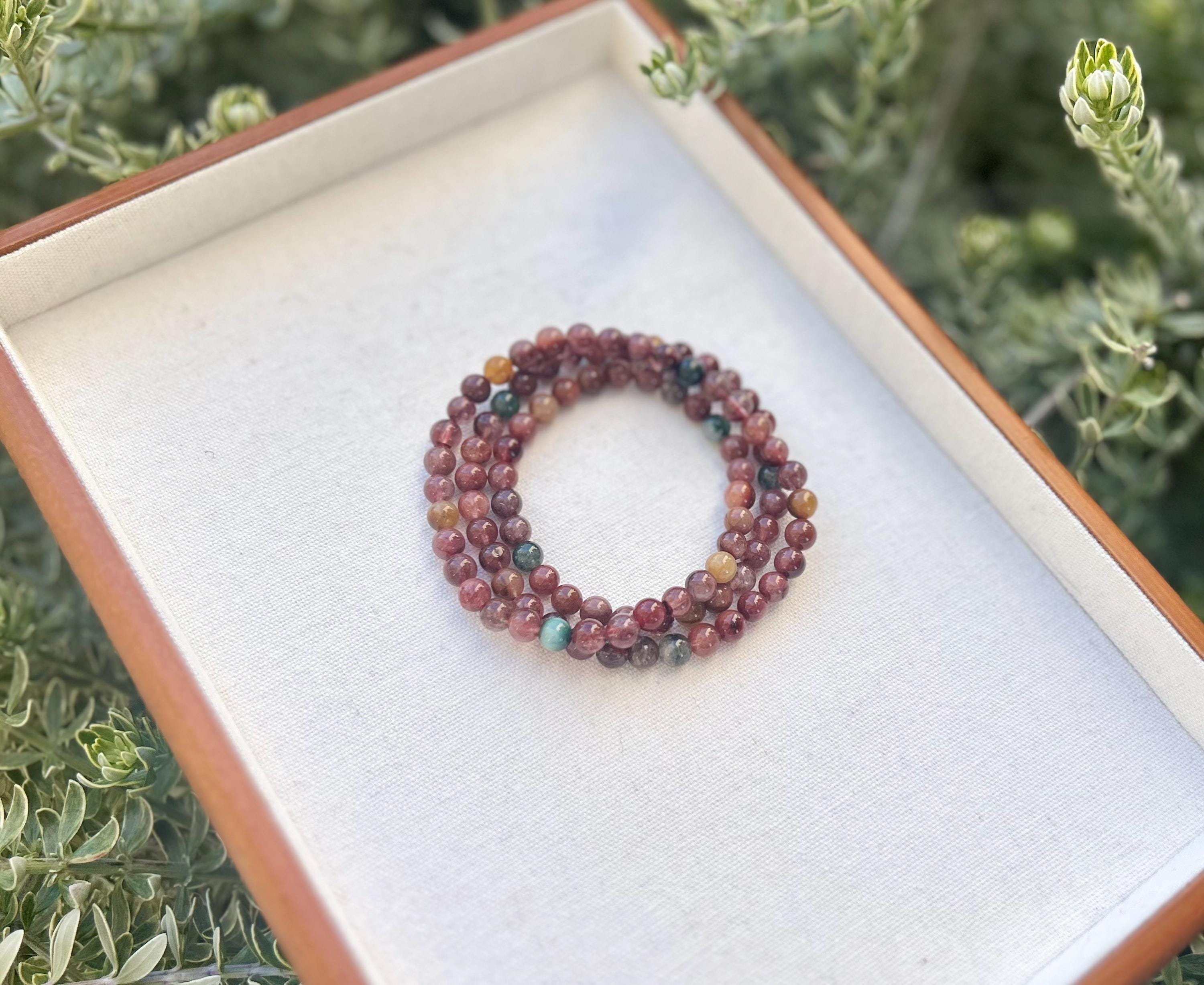 High Quality Rainbow Rutilated Quartz Bracelet, 3-lap multi color rutilated quartz beads bracelet, Rainbow Hair Quartz bracelet (25-049)