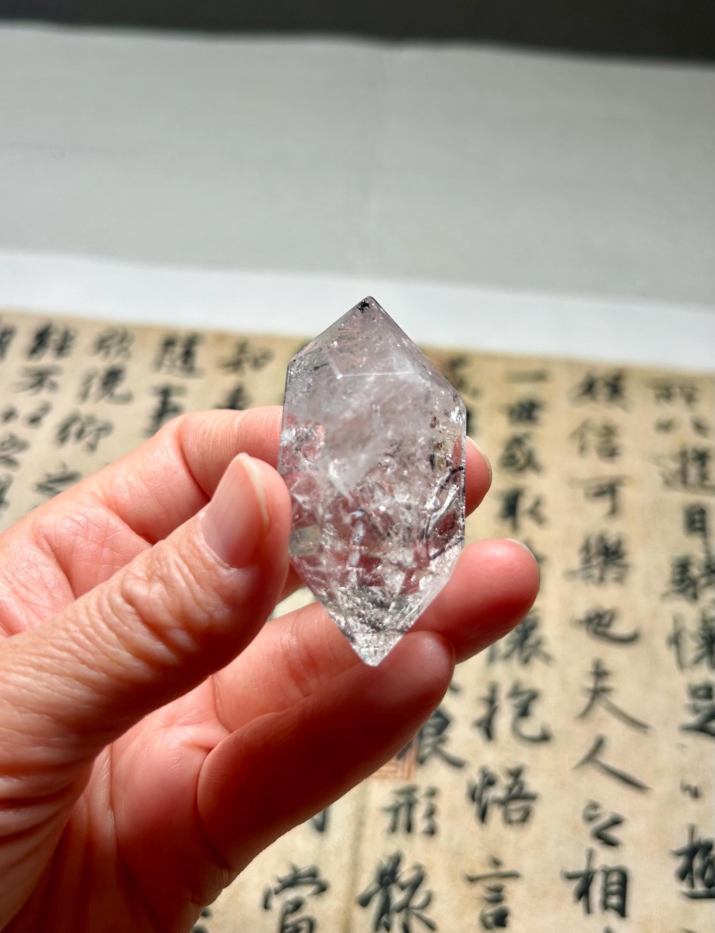 Healing Crystal, Large Double-Terminated Herkimer Diamond Enhydro Quartz with Moving Sand & Giant Bubble Inclusion(30.9g) (26-126)