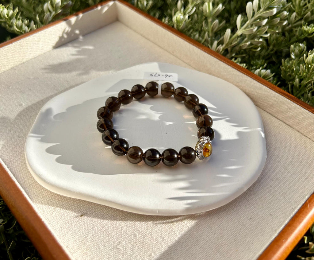 High Quality Natural Smoky Quartz Crystal Bracelet, good healing and protective stone bracelet, Fits up to 16.5cm wrist (26-075)