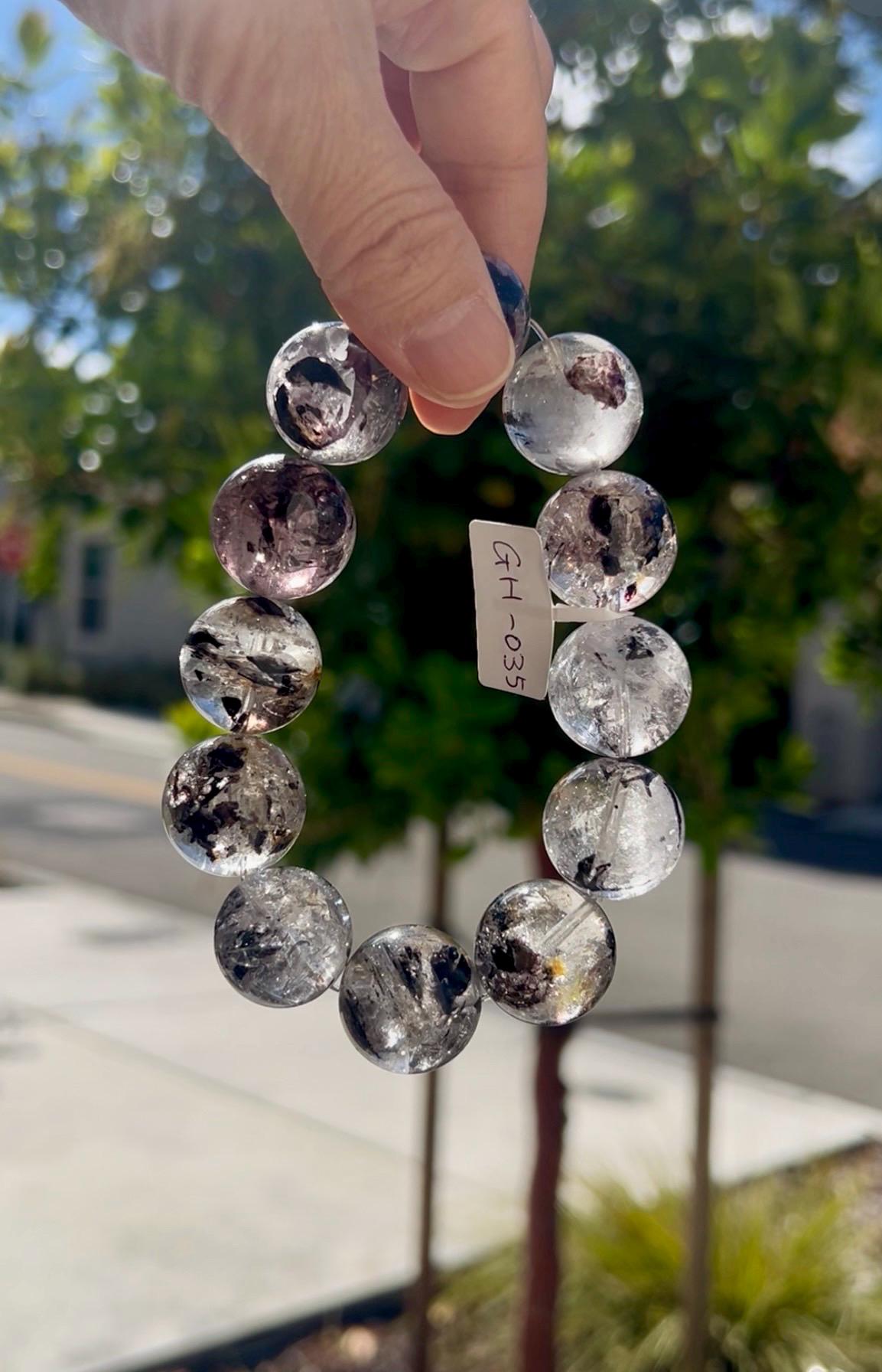 Healing Crystal, Chunky Herkimer Diamond Crystal beads Bracelet, High Frequency Stone, 20mm Herkimer beads, fits up to 18cm wrist (GH-035)