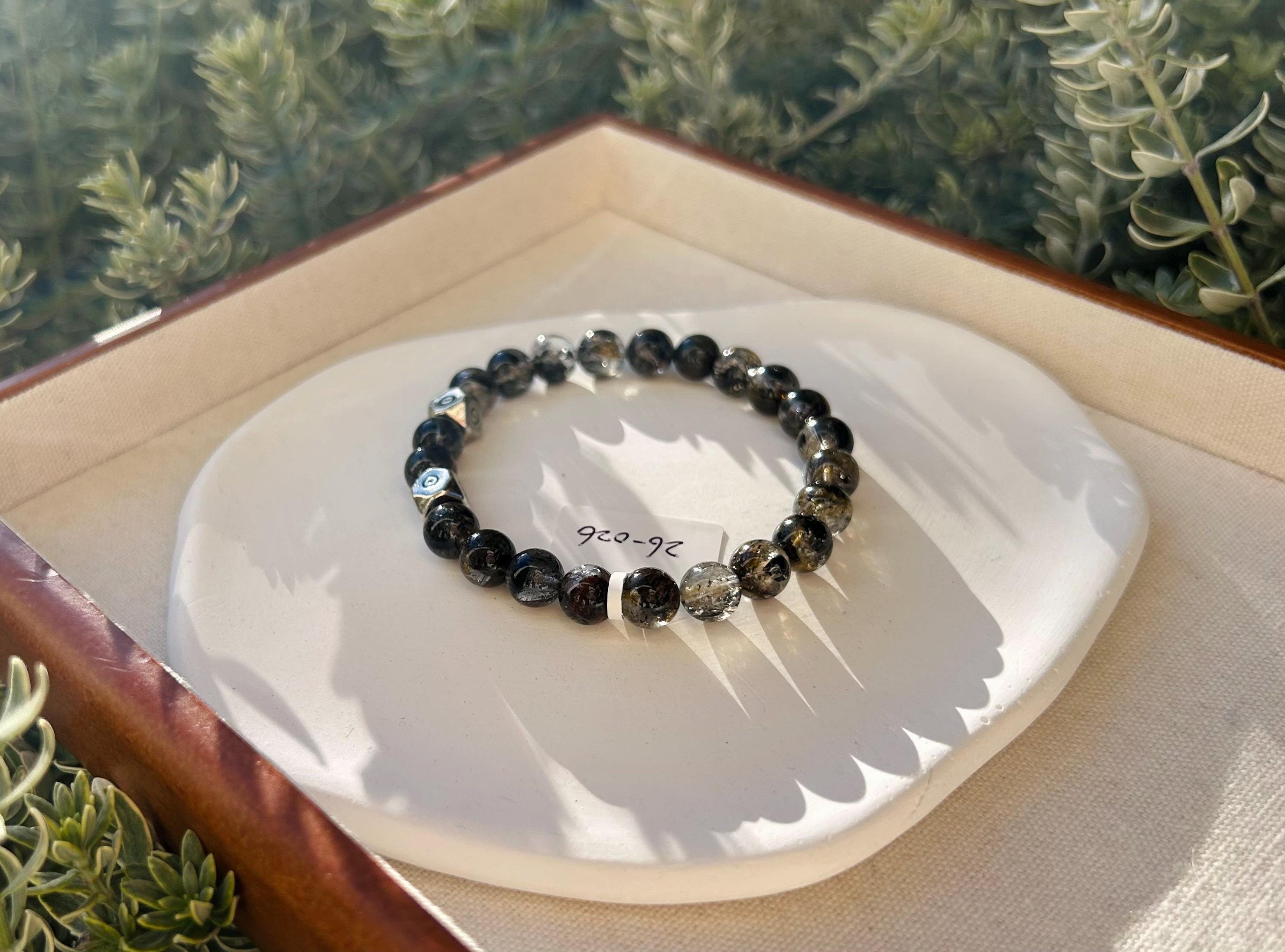Healing Crystal, Herkimer Diamond Crystal with silver beads Bracelet - 8mm Beads, Fits 17cm Wrist,  (26-026)