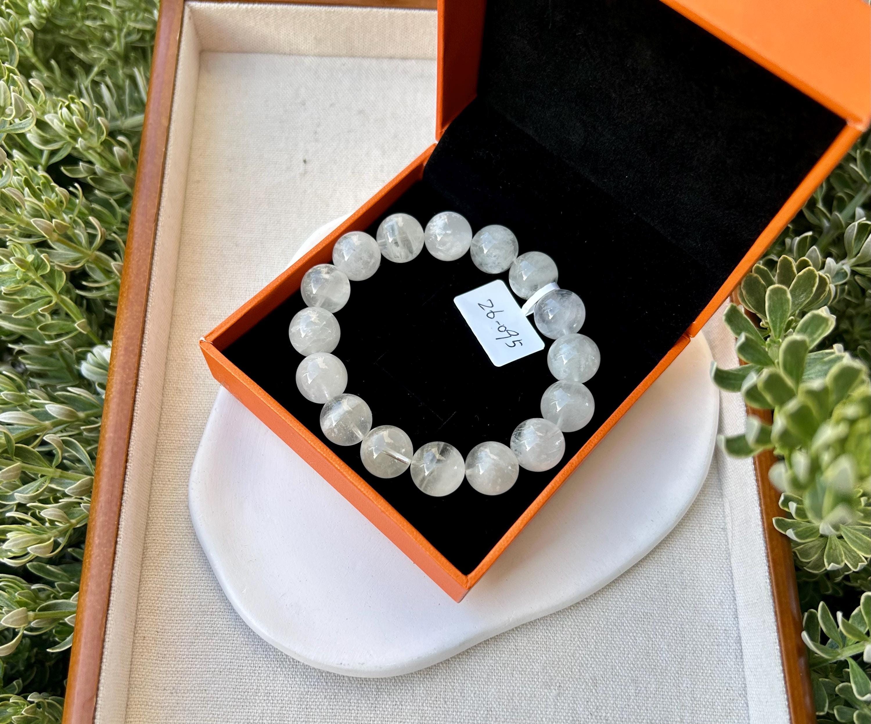 Natural Snowflake phantom Crystal bracelet, 12mm+ beads Natural Snowflake phantom quartz, fits up to 17cm (26-095)