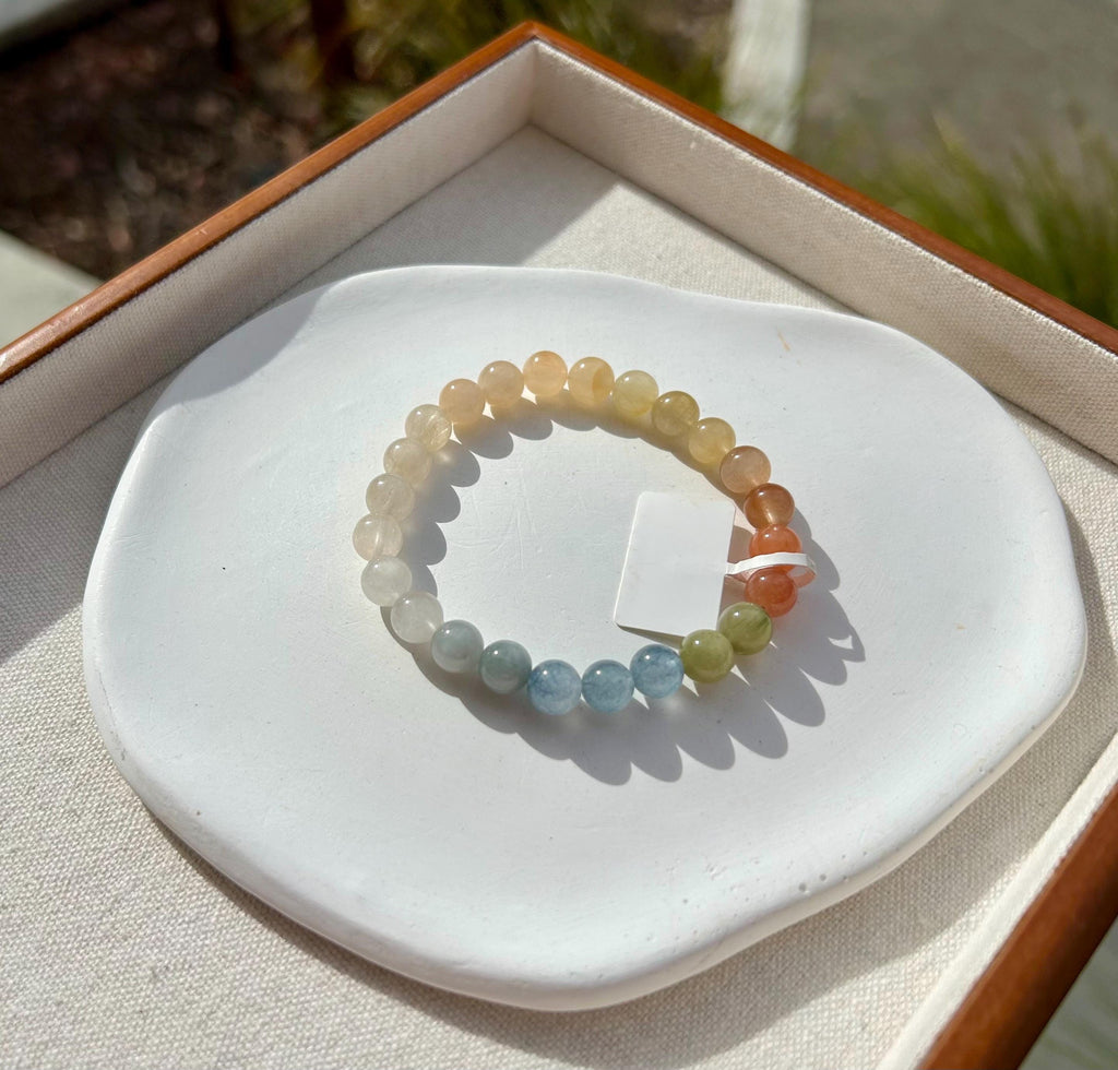 High quality ice cream color Rabbit Hair Quartz beads bracelet 7.8mm beads, fits up to 15cm wrist (26-193)