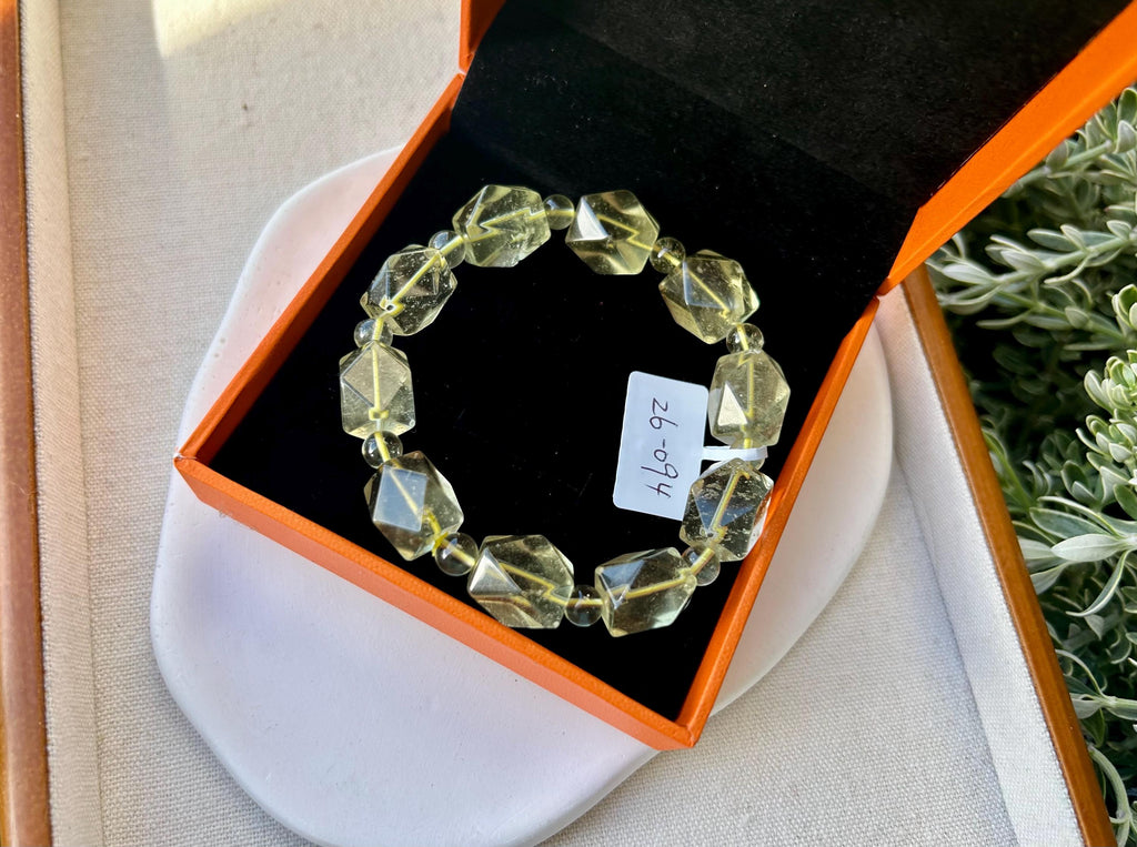 Healing Crystal, Chunky Clean Libyan Desert Glass Bead Bracelet, Gold Tektite, Wealth & Prosperity, first to 17cm wrist (26-094)