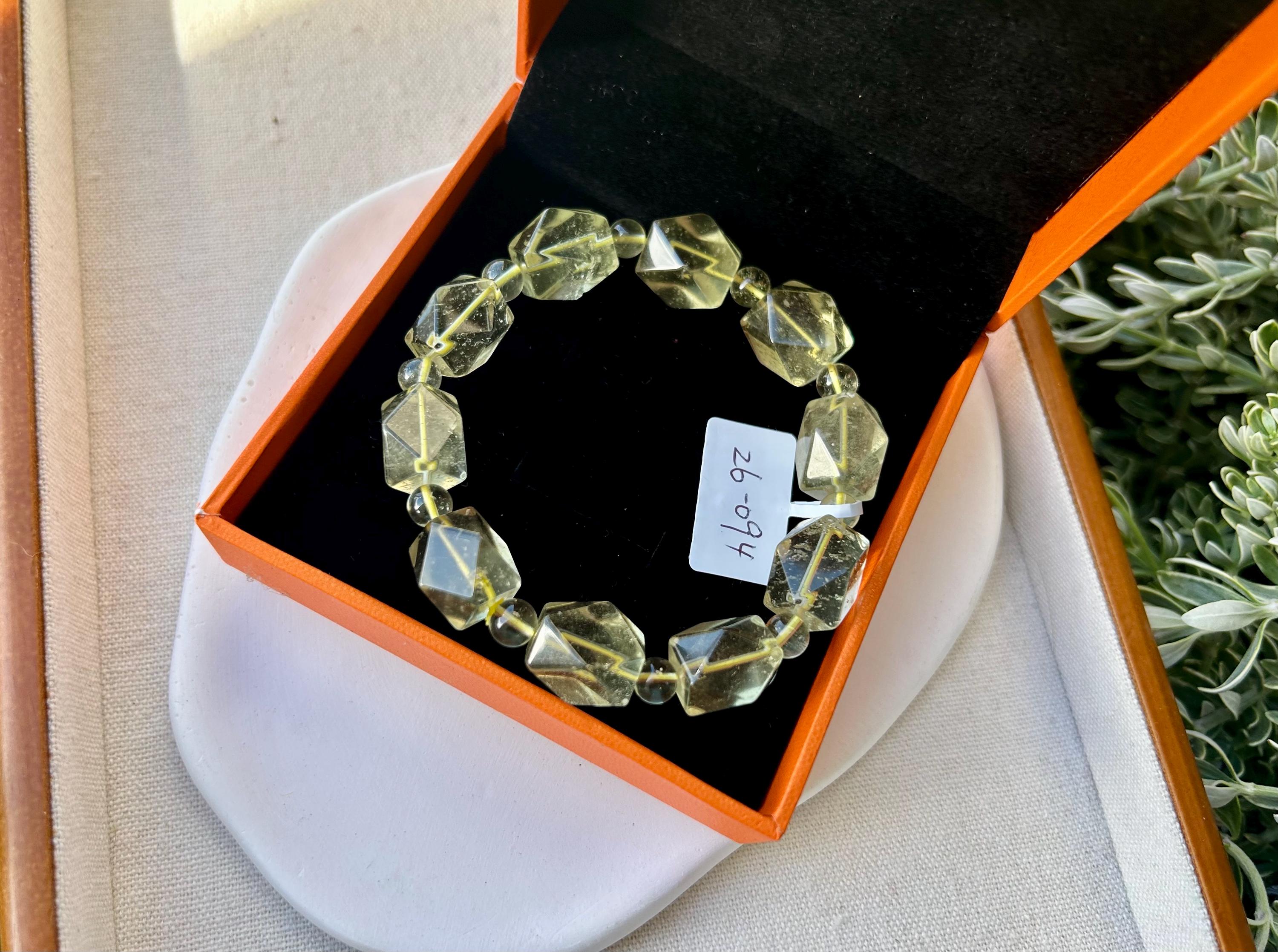 Healing Crystal, Chunky Clean Libyan Desert Glass Bead Bracelet, Gold Tektite, Wealth & Prosperity, first to 17cm wrist (26-094)